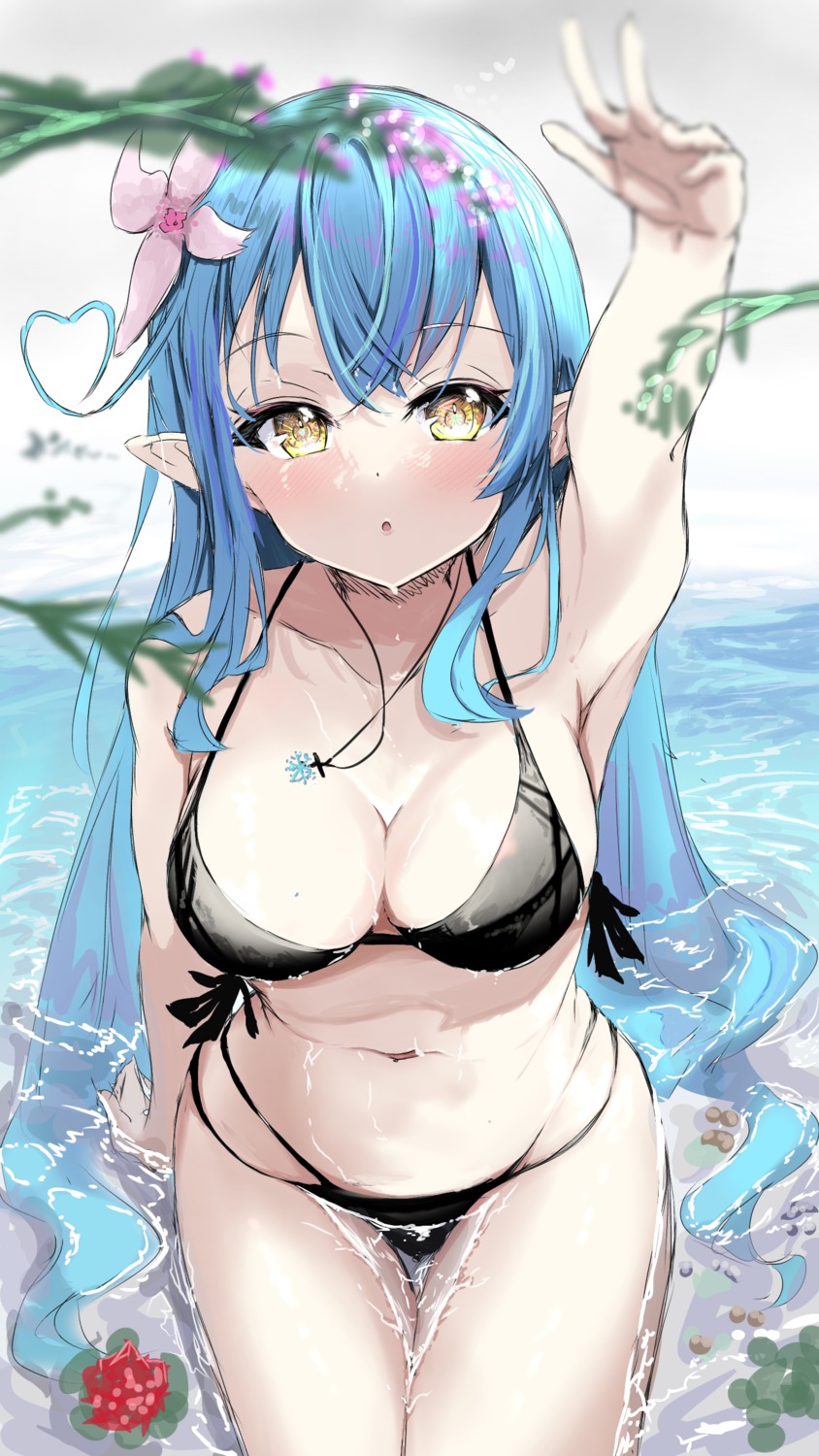 bikini elf hololive pointy_ears swimsuits tazrn1 yukihana_lamy