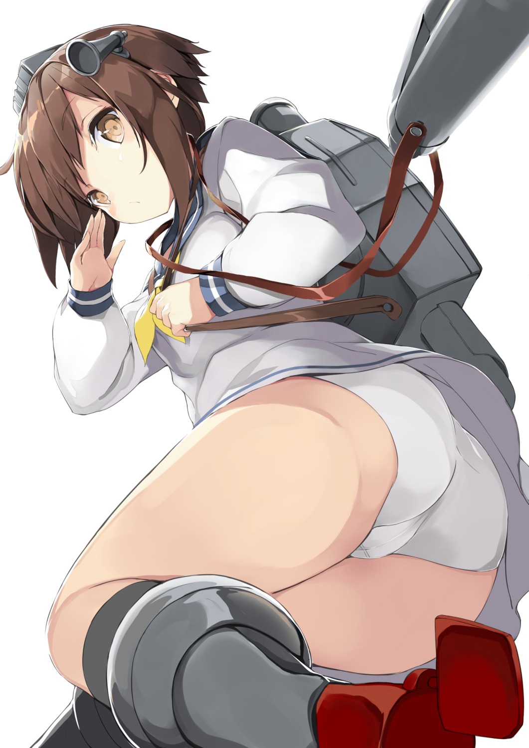 ass cameltoe heels kantai_collection mafu9 pantsu seifuku yukikaze_(kancolle)