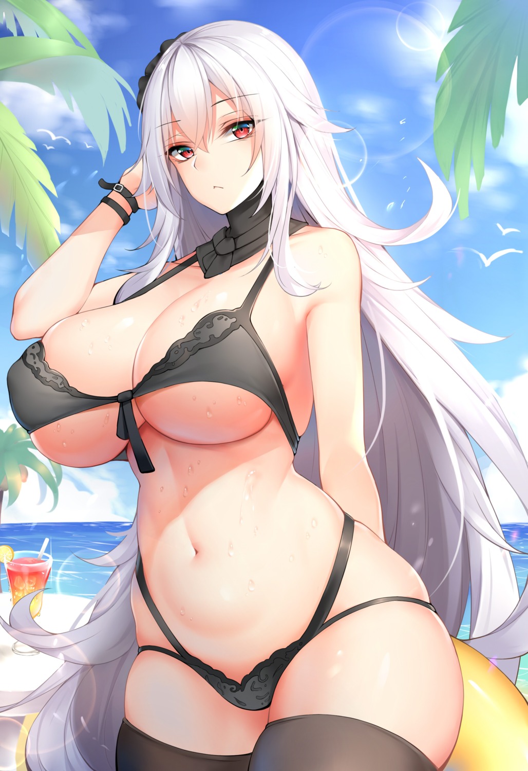 azur_lane bikini chixiao cleavage graf_zeppelin_(azur_lane) swimsuits thighhighs