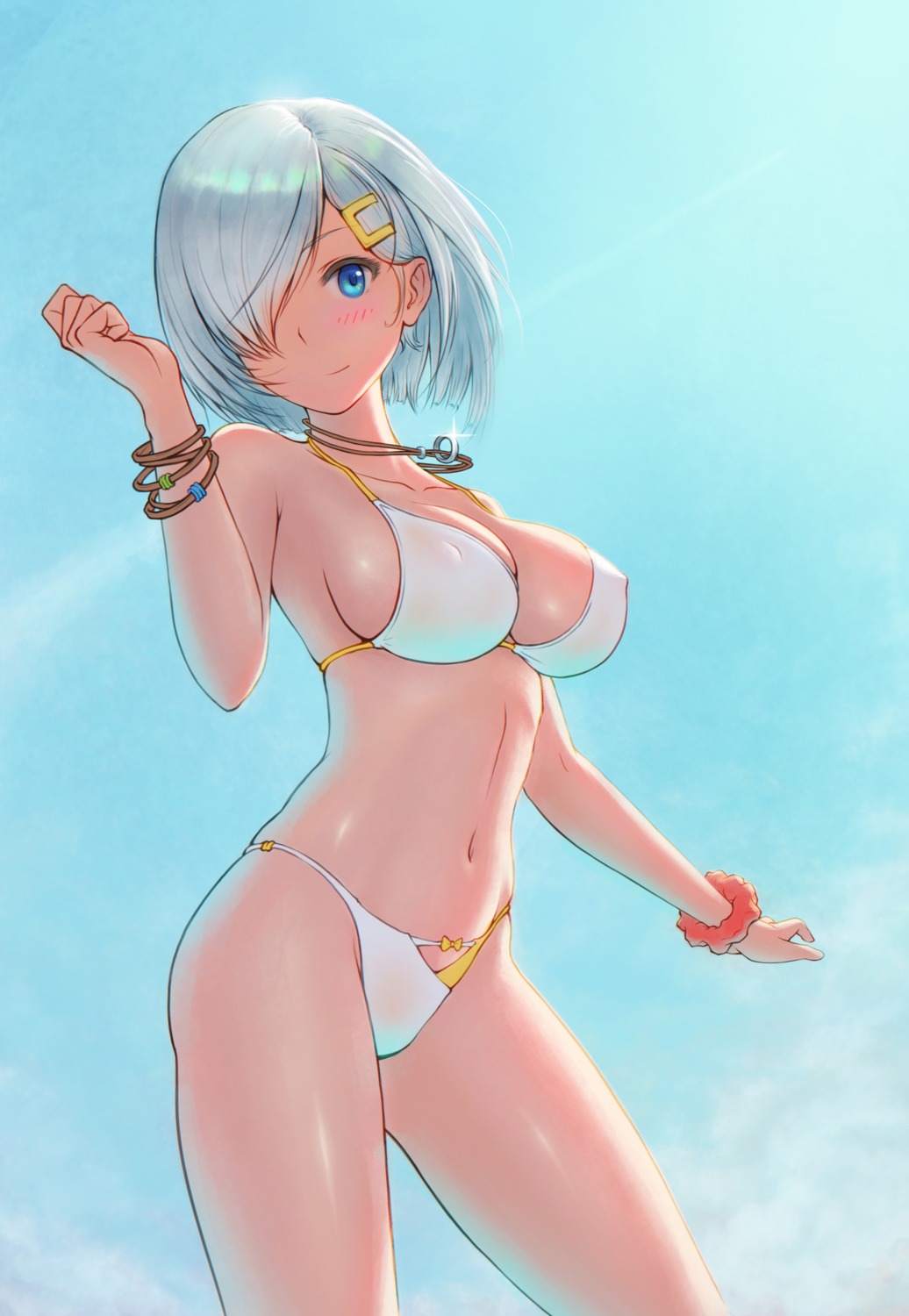 bikini eno_ti_deng erect_nipples hamakaze_(kancolle) kantai_collection swimsuits