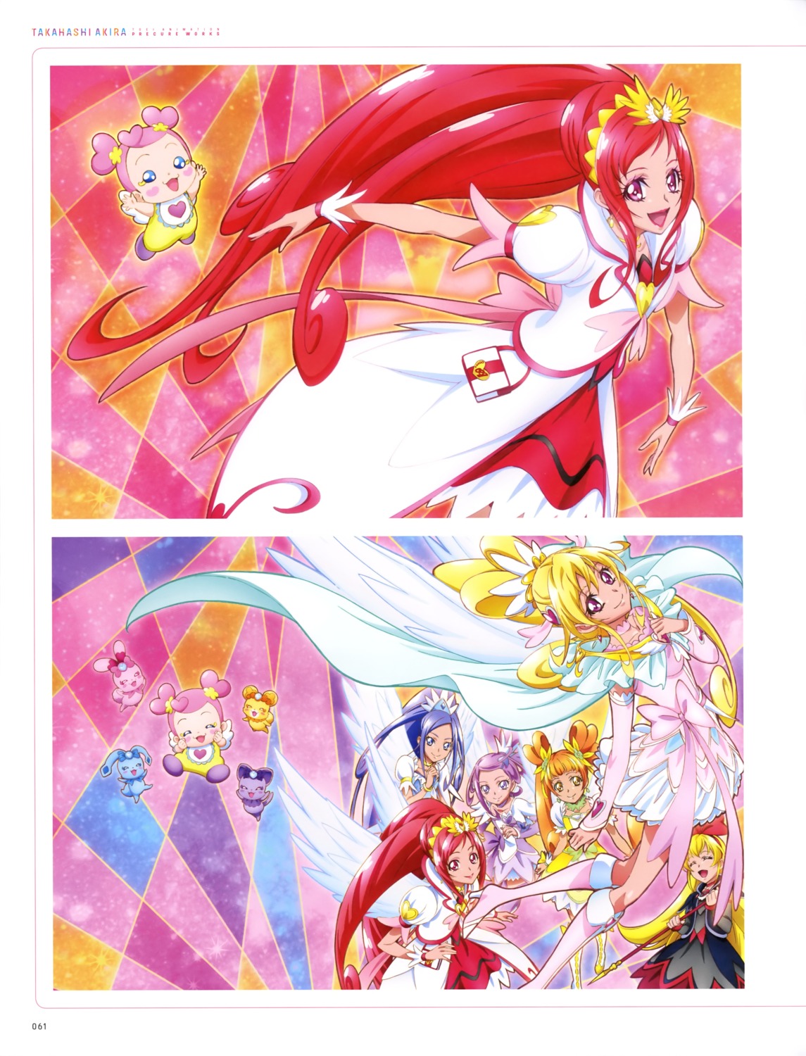 ai-chan_(precure) aida_mana daby_(precure) dokidoki!_precure dress heels hishikawa_rikka kenzaki_makoto madoka_aguri pretty_cure rakeru_(precure) rance_(precure) regina_(dokidoki!_precure) sharuru_(precure) takahashi_akira thighhighs wings yotsuba_alice