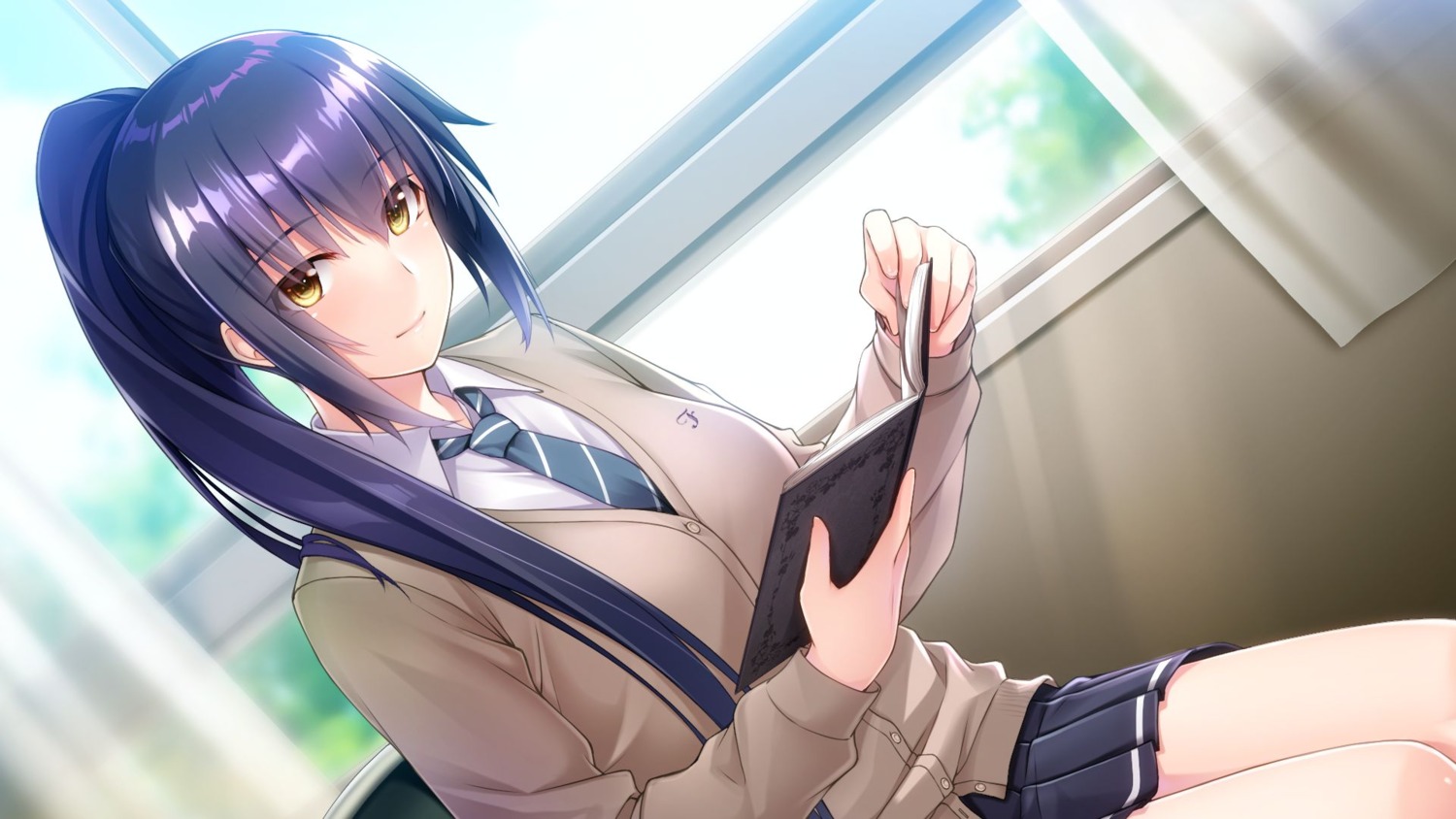 game_cg hishiki_uguisu seifuku sweater tone_work's tsuki_no_kanata_de_aimashou