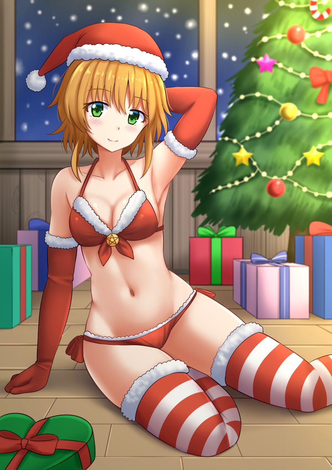 bikini christmas cleavage kazenokaze kinomoto_sakura swimsuits thighhighs tsubasa_reservoir_chronicle