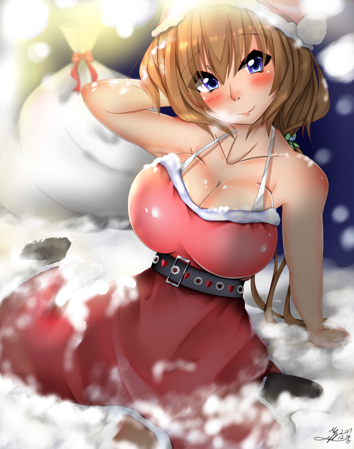 christmas cleavage dress ichibanboshi_momomo