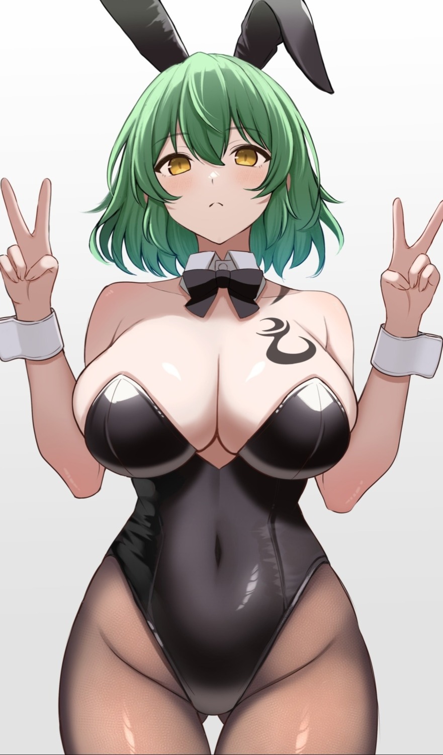 animal_ears bunny_ears bunny_girl hikage no_bra pantyhose senran_kagura surippa1010 tattoo