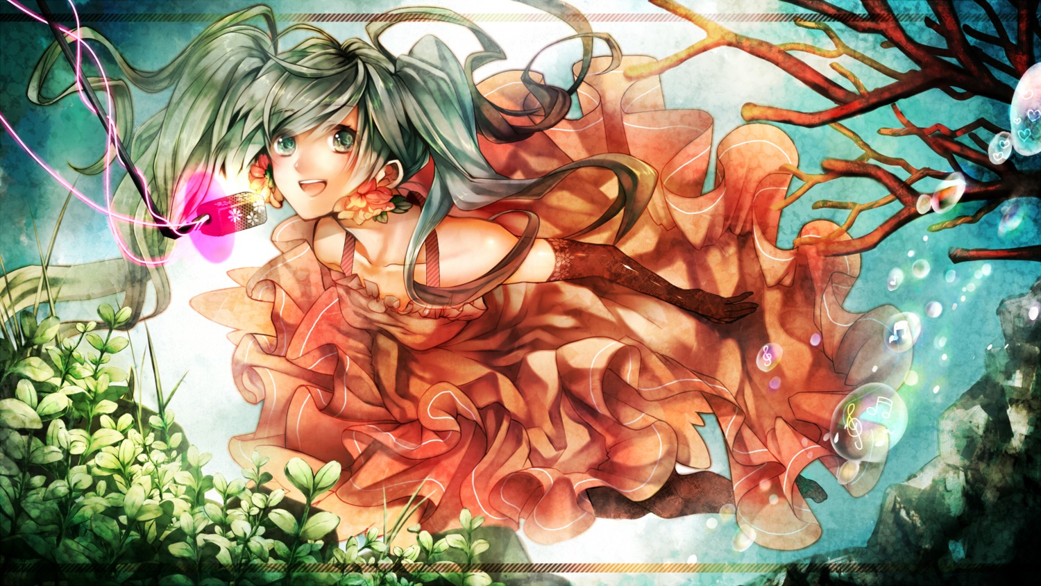 dress hana_(yui) hatsune_miku pantyhose vocaloid wallpaper