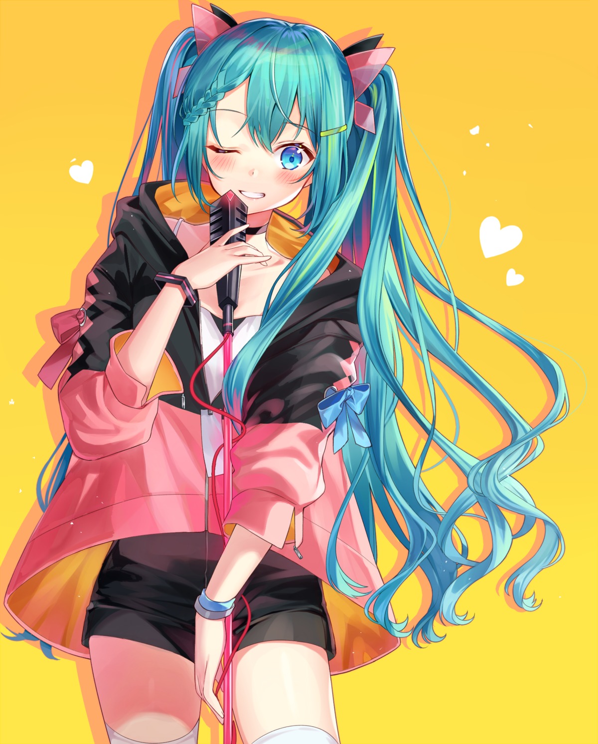 cleavage hatsune_miku ion_(on01e) thighhighs vocaloid