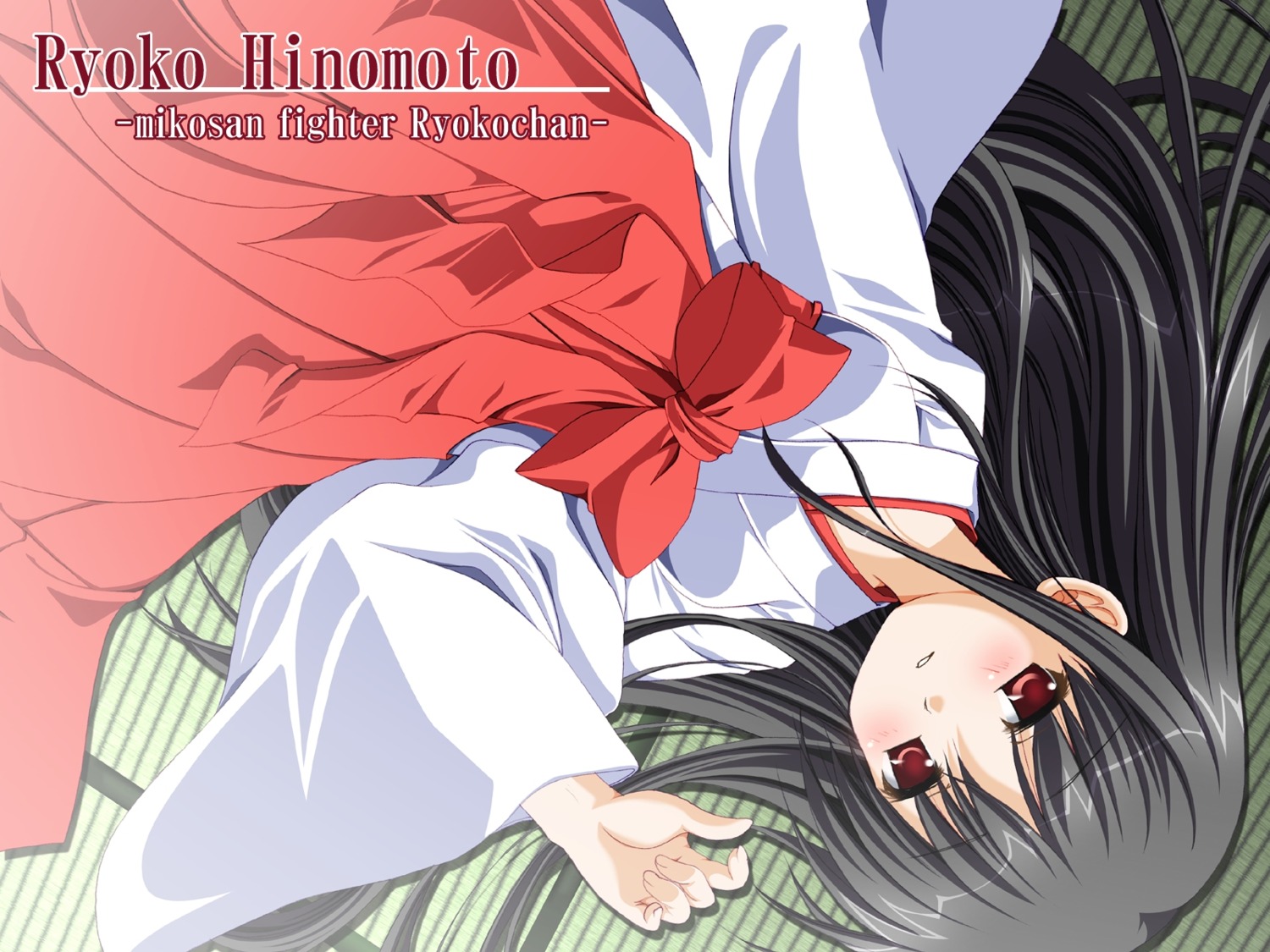 hinomoto_ryouko miko miko-san_fighter miko-san_hosoude_hanjouki tenmaso wallpaper