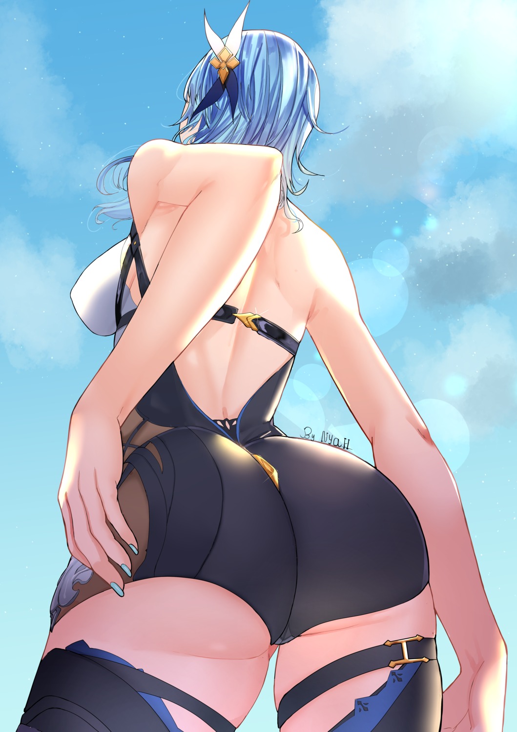 ass eula garter genshin_impact no_bra nyahpa20 thighhighs