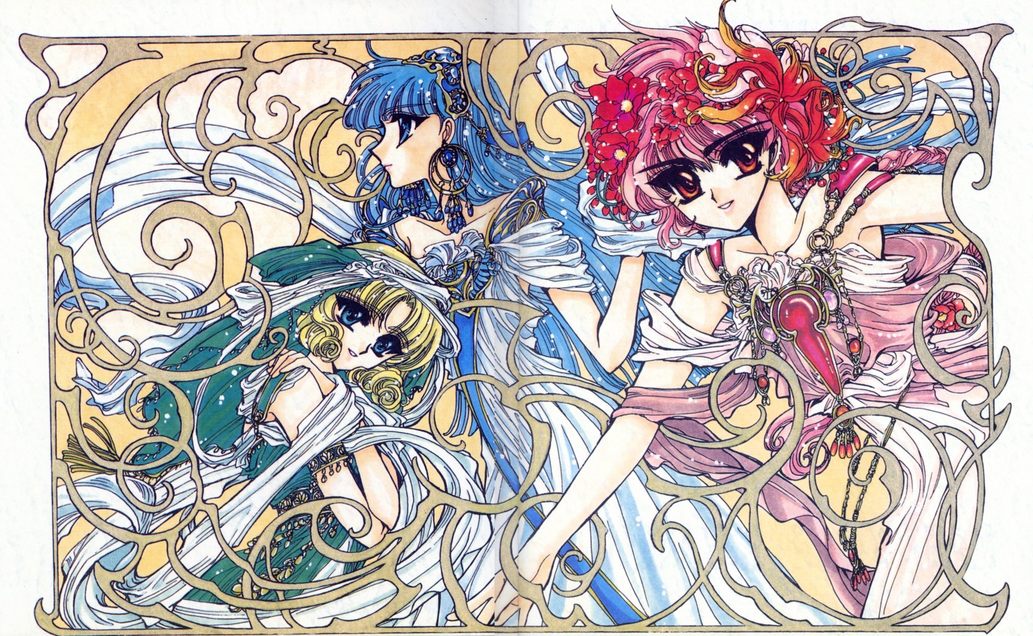 clamp crease hououji_fuu magic_knight_rayearth ryuuzaki_umi shidou_hikaru