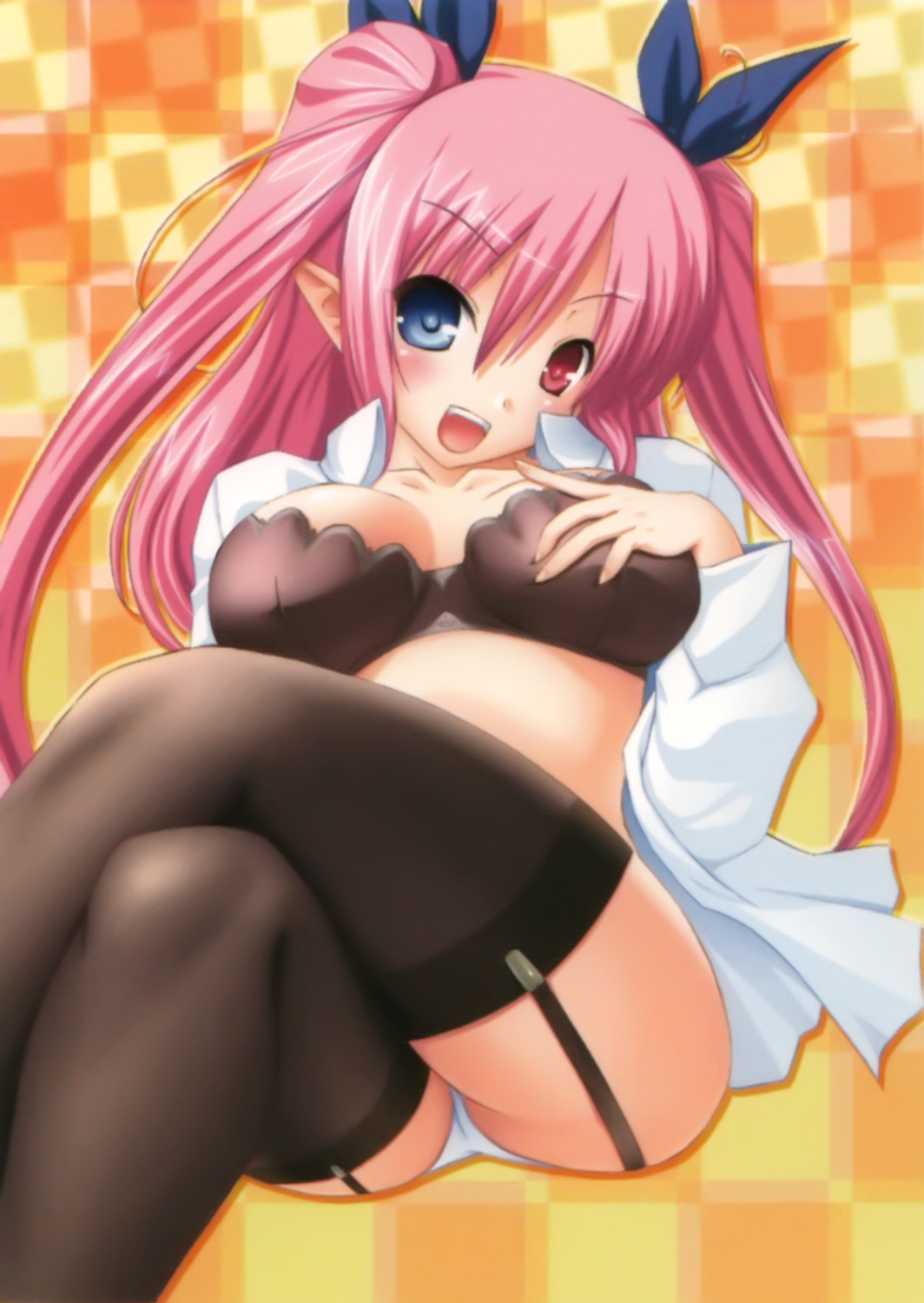 bra chu_chu_idol chua_churam garter_belt heterochromia open_shirt ozawa_akifumi pantsu stockings thighhighs