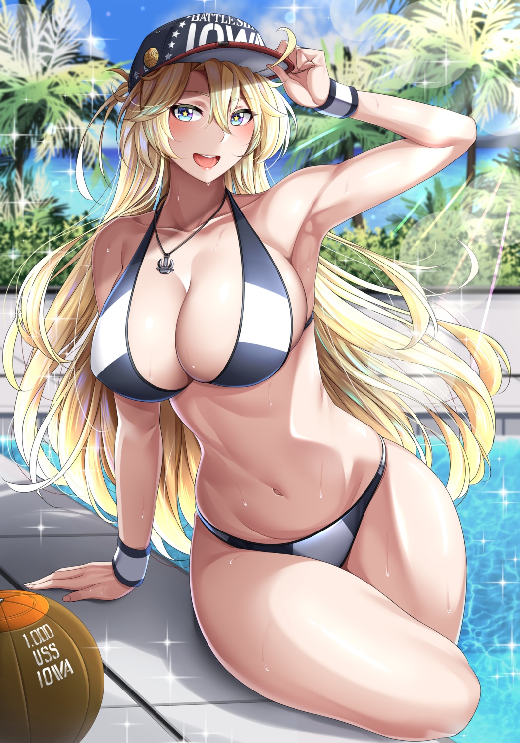 bikini iowa_(kancolle) kantai_collection kome_cola swimsuits wet