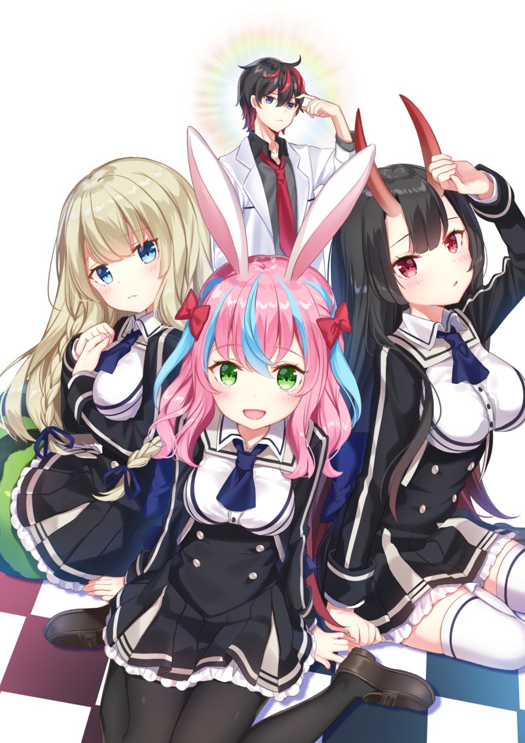 animal_ears bunny_ears horns jimmy pantyhose seifuku thighhighs