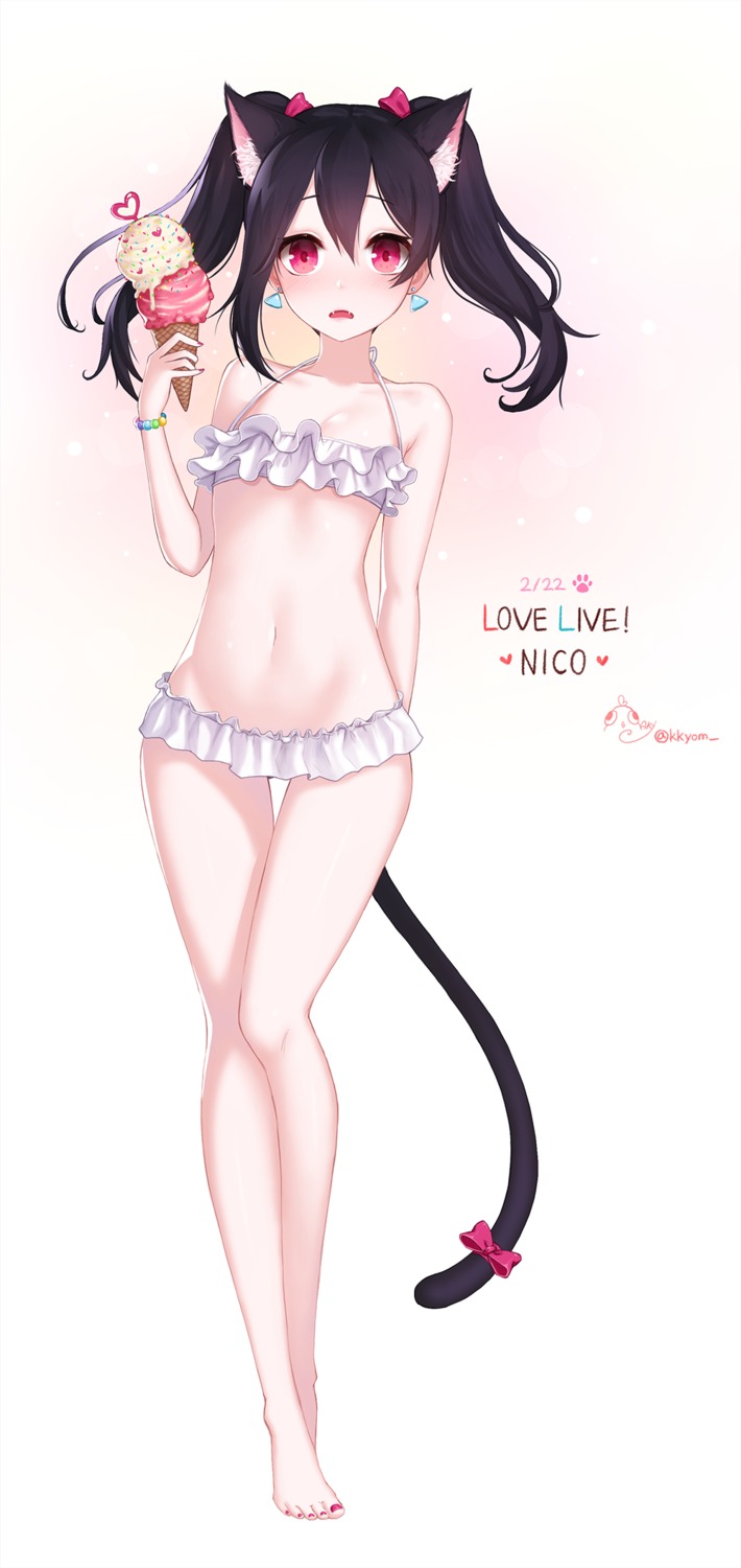 ango animal_ears bikini loli love_live! nekomimi swimsuits tail yazawa_nico