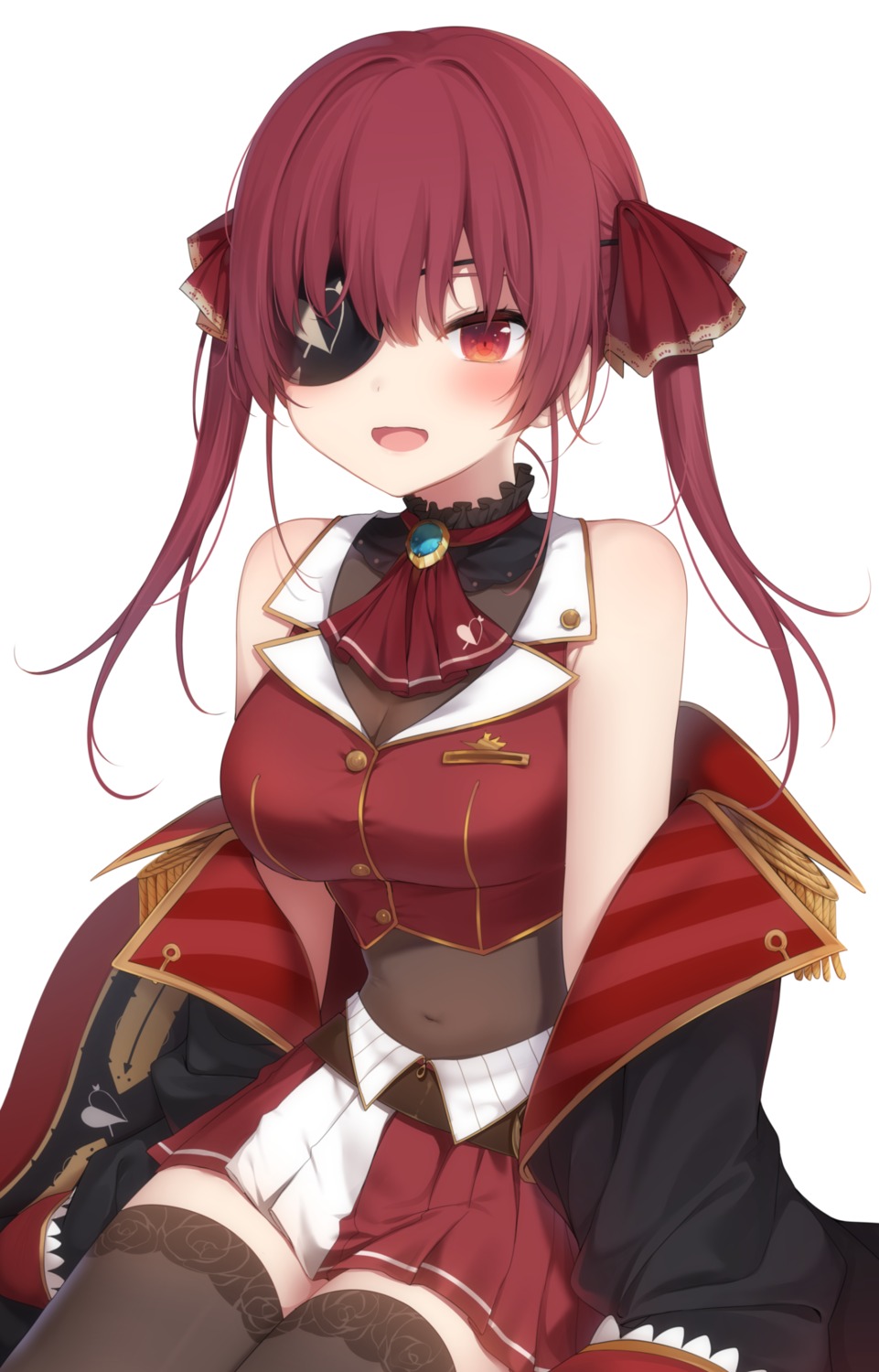 amashiro_natsuki eyepatch hololive houshou_marine pirate thighhighs