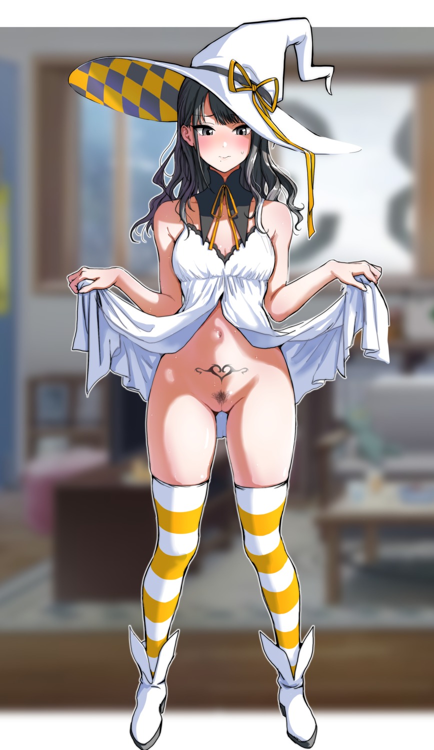 asteria_(driftingprhp) bottomless kazano_hiori pubic_hair pussy the_idolm@ster the_idolm@ster_shiny_colors thighhighs uncensored