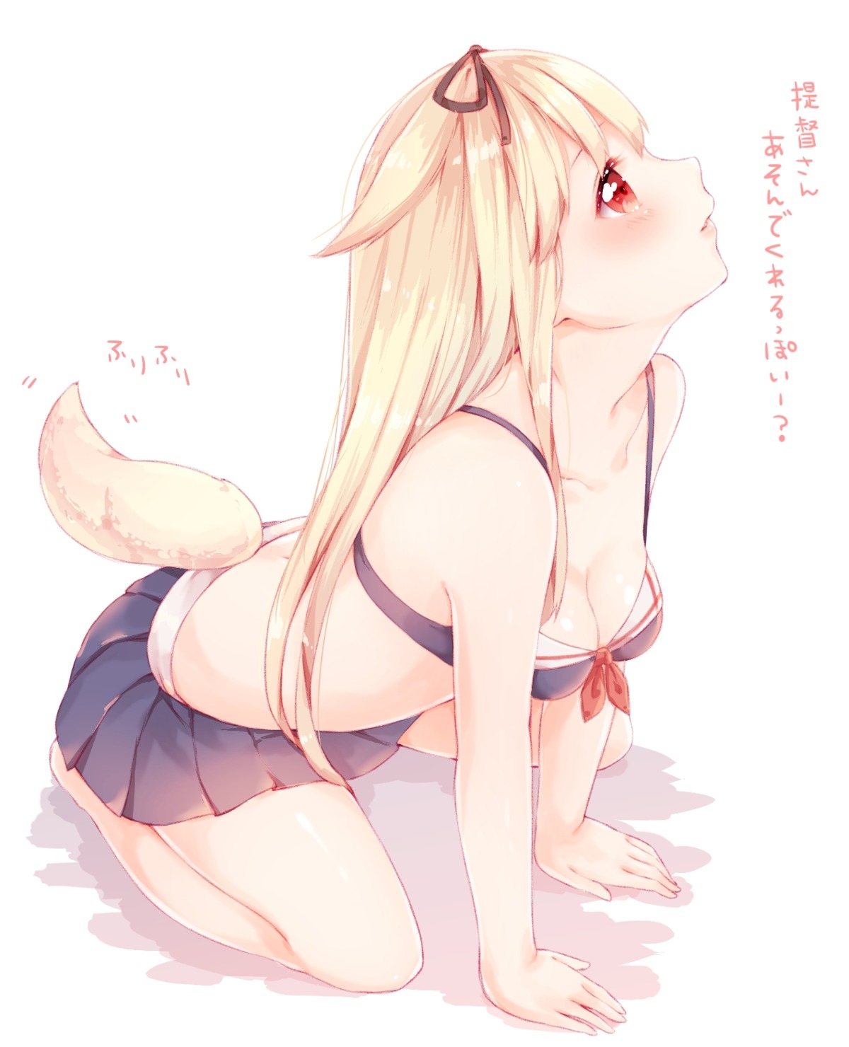 animal_ears azuki_(krps-hano) bra cleavage kantai_collection pantsu tail yuudachi_(kancolle)