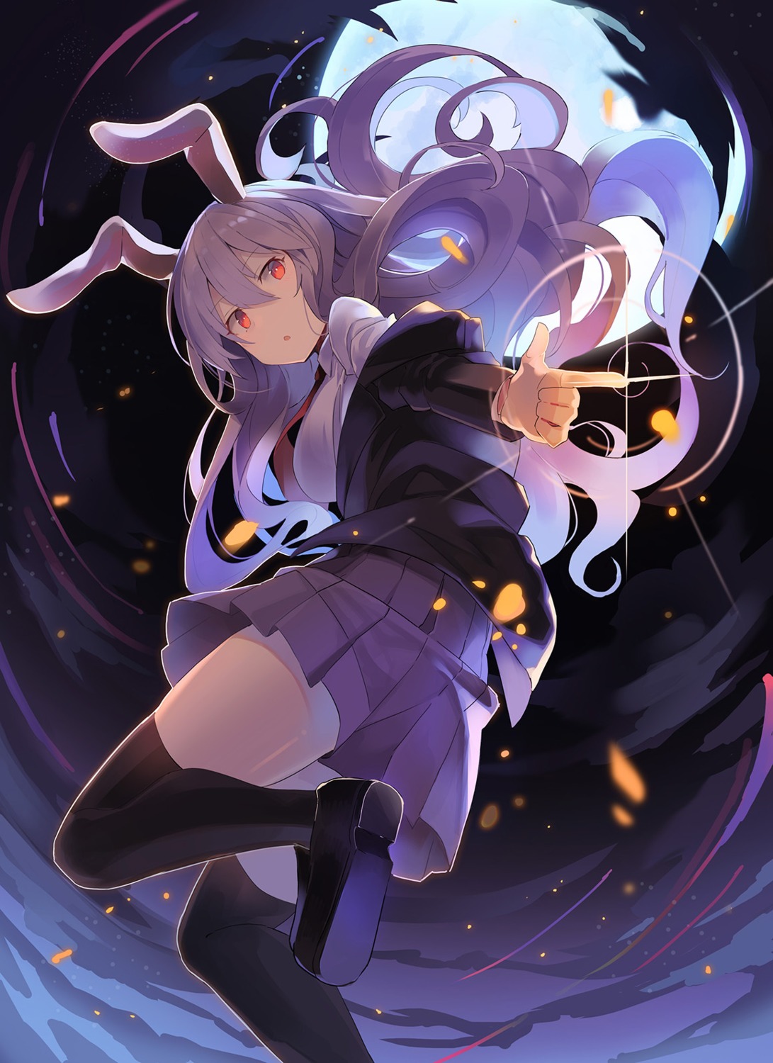 animal_ears bunny_ears reisen_udongein_inaba rin_falcon thighhighs touhou