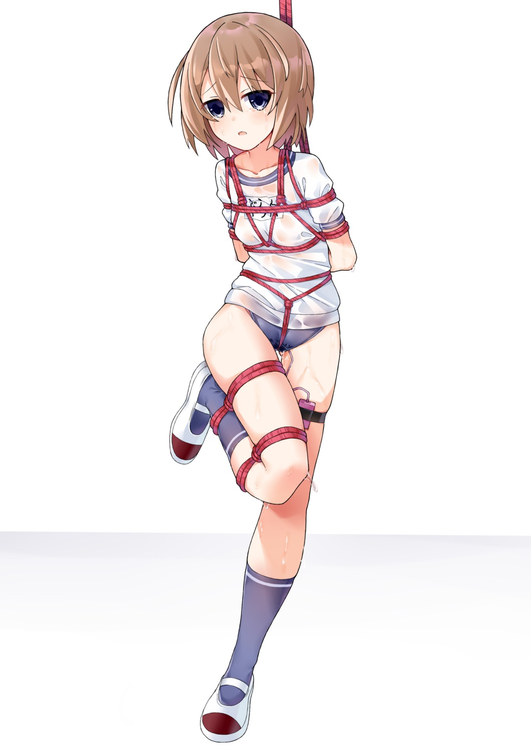 blanc bondage buruma choujigen_game_neptune ginklaga gym_uniform loli pussy_juice see_through vibrator wet_clothes