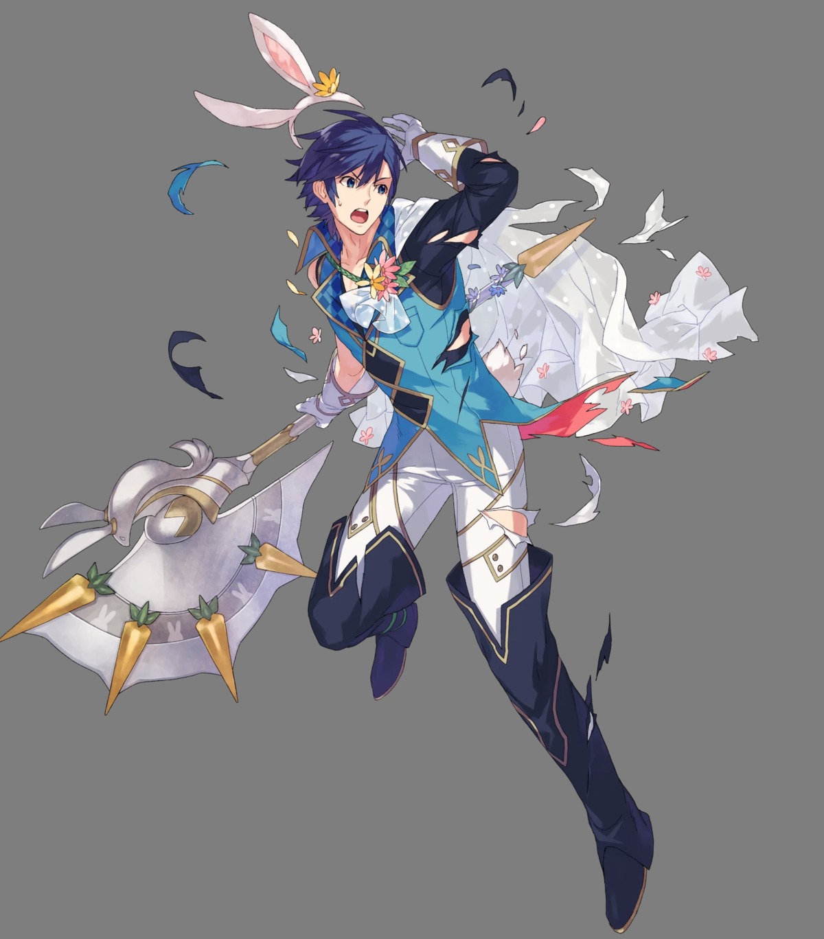 animal_ears bunny_ears ebila fire_emblem fire_emblem_heroes fire_emblem_kakusei krom nintendo torn_clothes transparent_png weapon