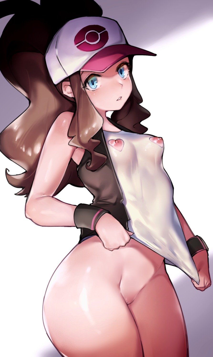 bottomless nipples no_bra pokemon pokemon_black_and_white pussy roropull touko_(pokemon) uncensored