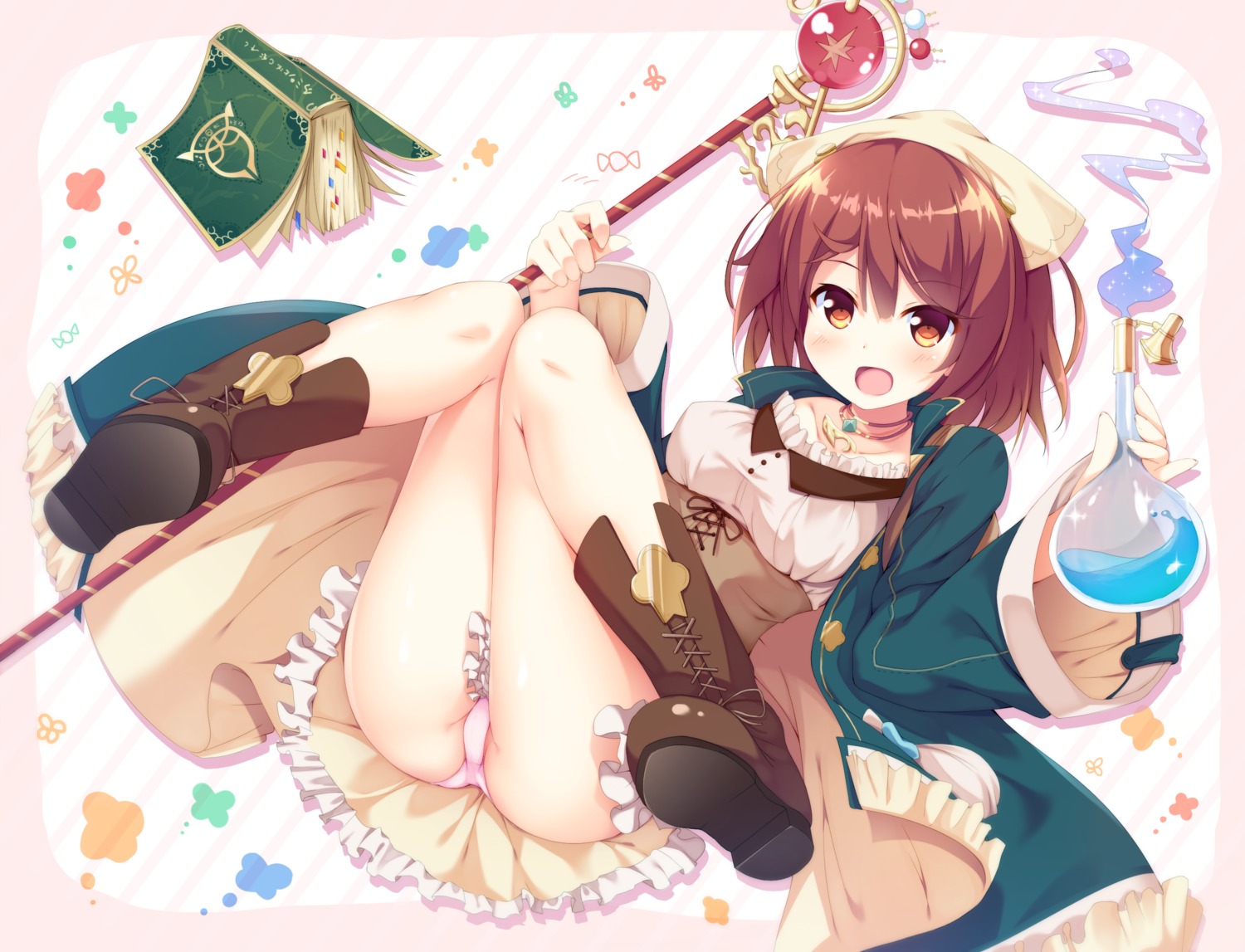 atelier atelier_sophie dress kusunoki_(escude) pantsu plachta sophie_neuenmuller weapon