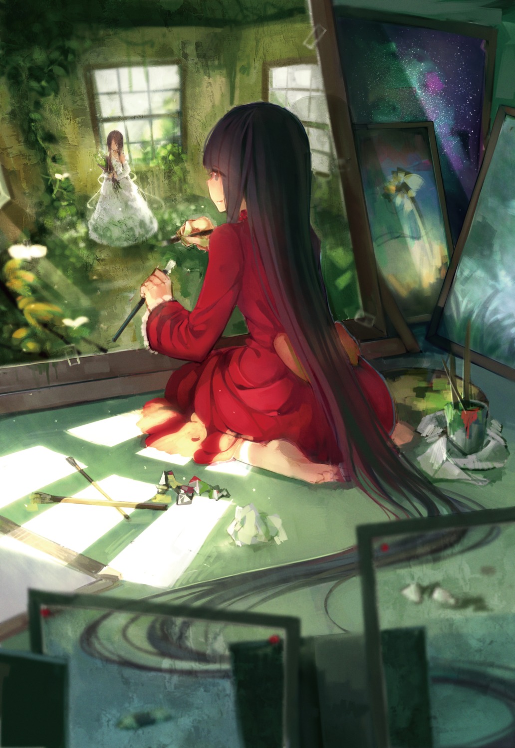 black_flame dress feet houraisan_kaguya touhou