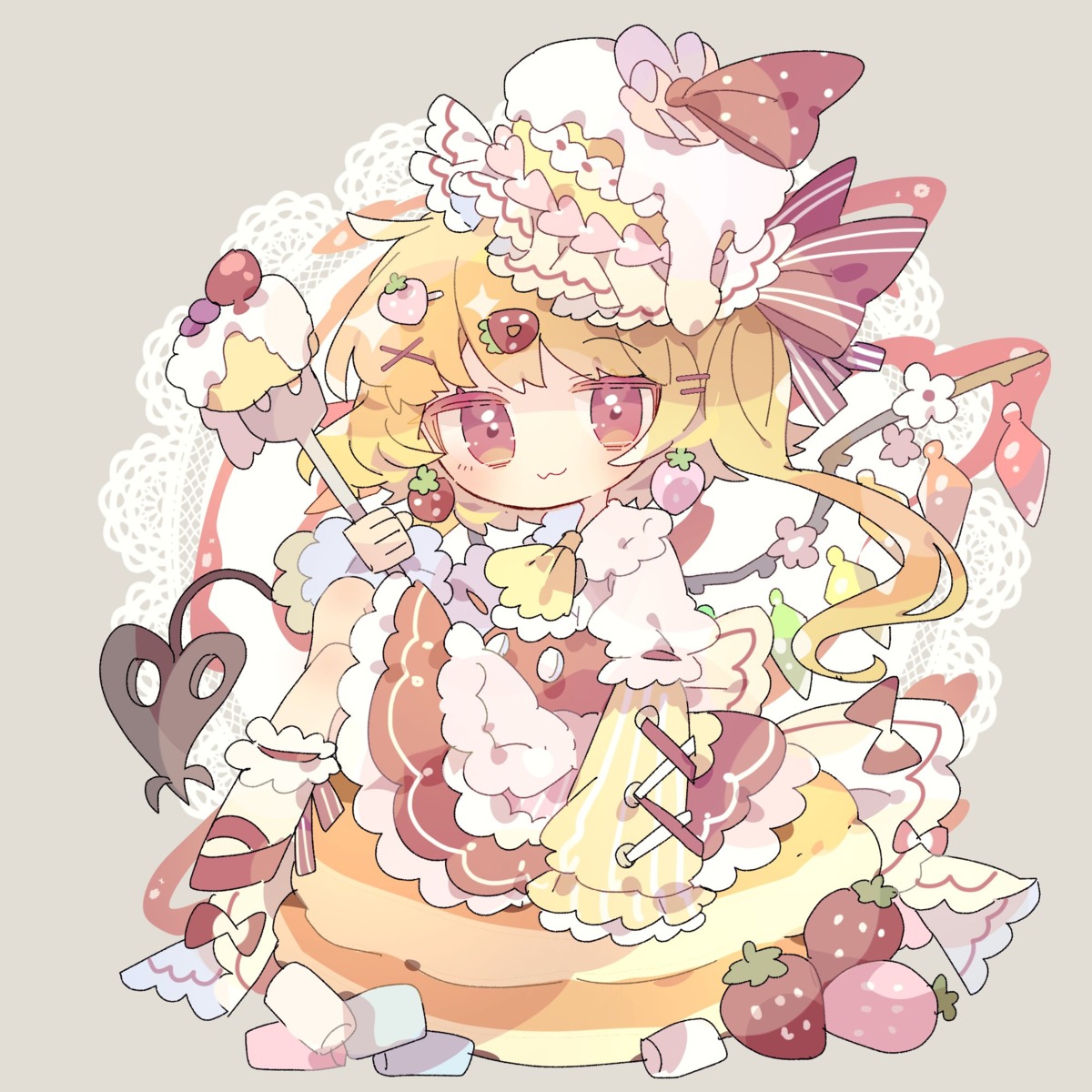 chibi dress flandre_scarlet nikorashika skirt_lift tail touhou wings