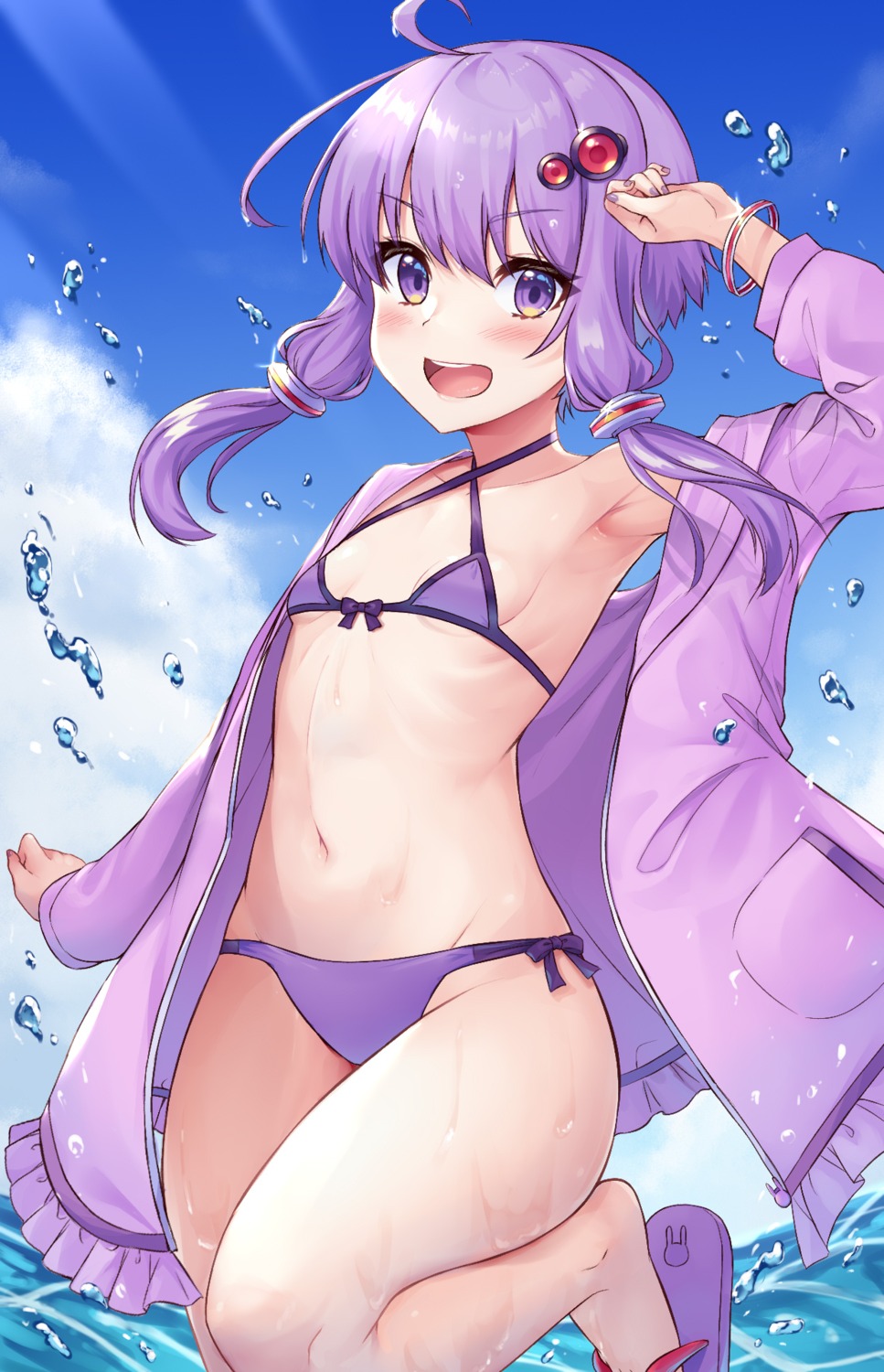 bikini open_shirt swimsuits tenneko_yuuri voiceroid wet yuzuki_yukari