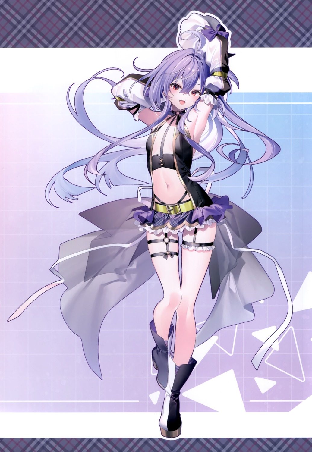 eterna garter heels hiyoku_no_crosspiece nanashi_inc. no_bra open_shirt riichu shisui_kiki