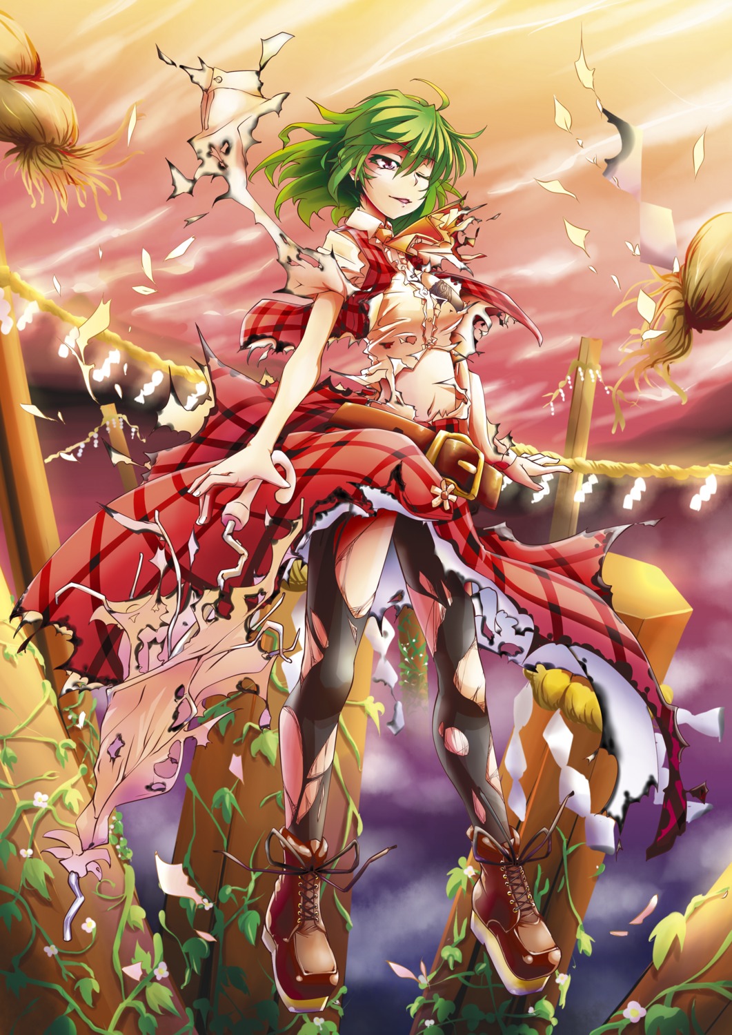 kazami_yuuka mokei torn_clothes touhou