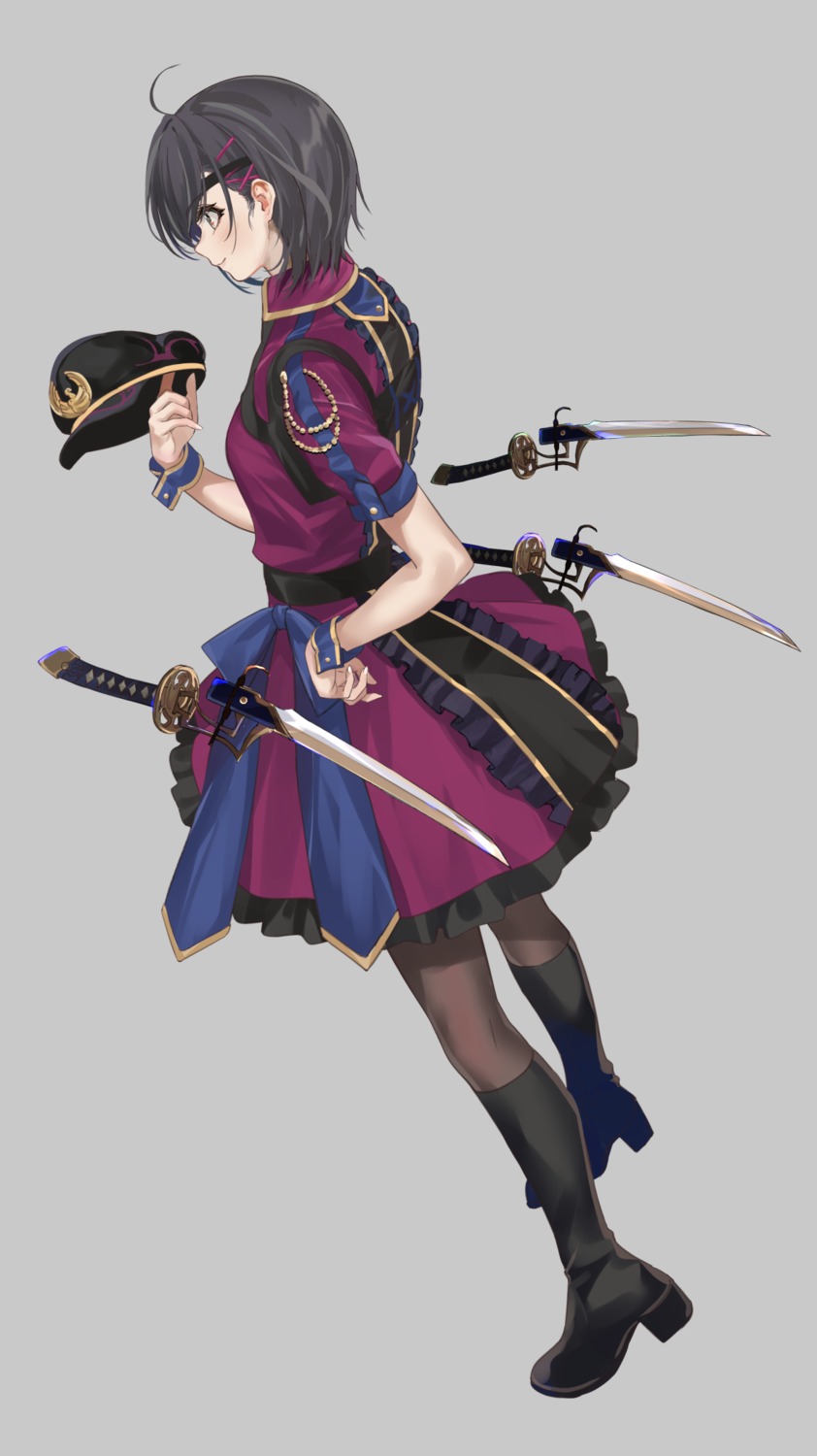 fate/grand_order heels mexif mysterious_ranmaru_x_(fate/grand_order) pantyhose sword uniform