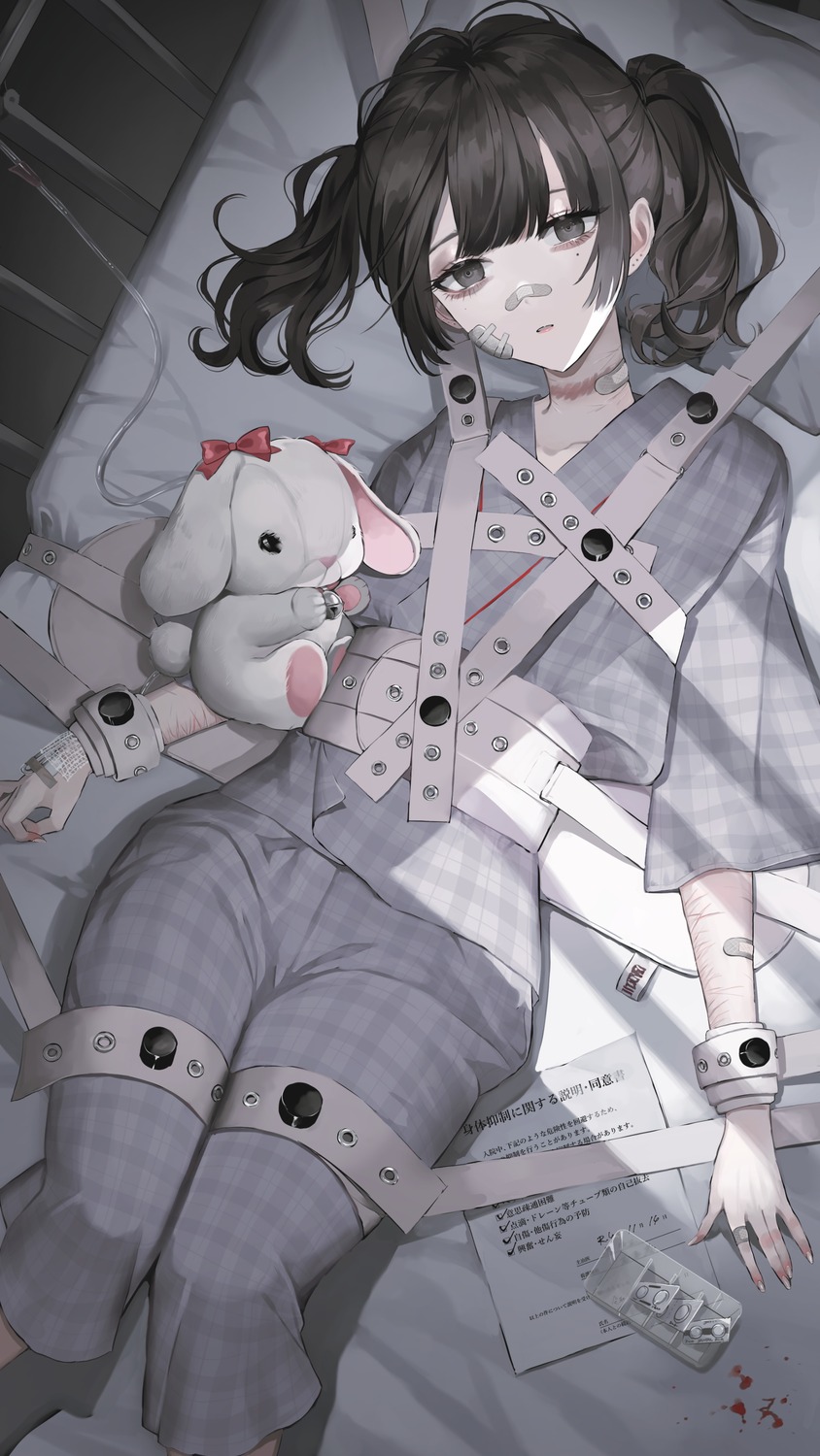 bandaid blood bondage pajama yumeno_yume