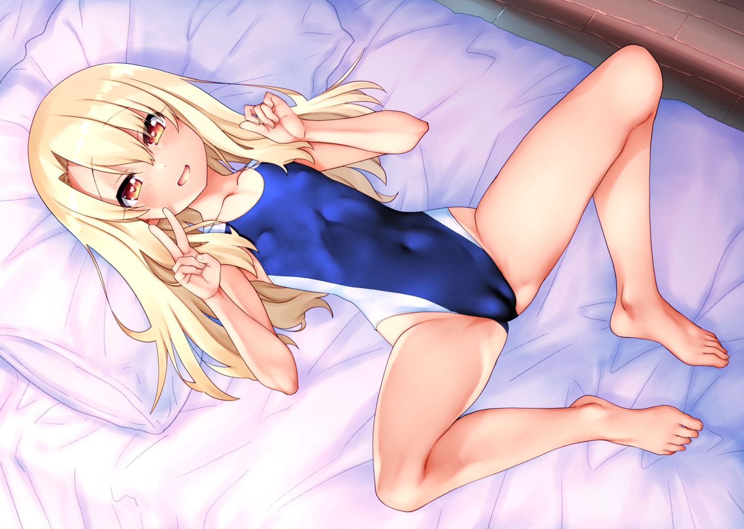 cameltoe erect_nipples fate/kaleid_liner_prisma_illya fate/stay_night illyasviel_von_einzbern loli okina_ika swimsuits