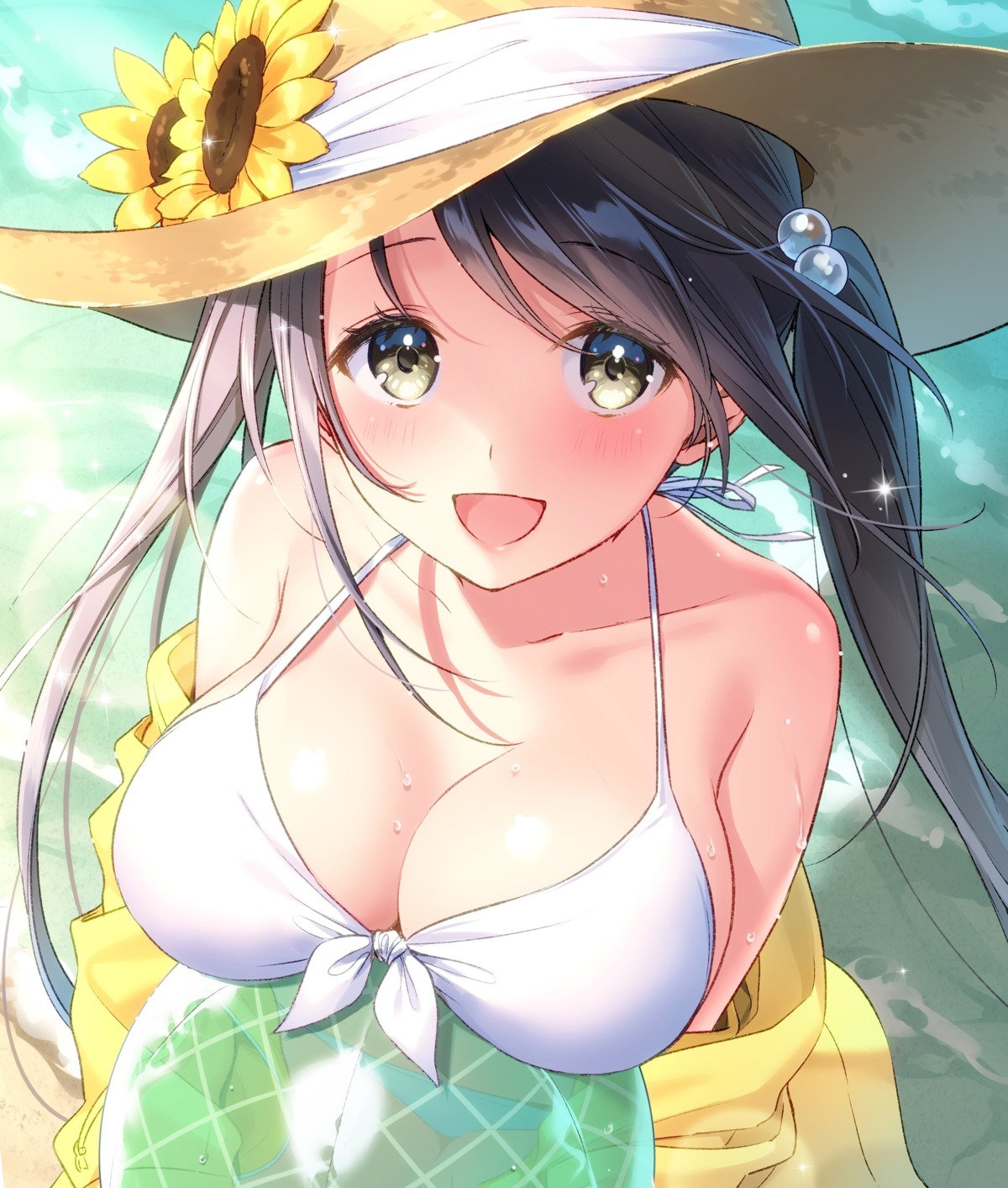 bikini cleavage masuishi_kinoto open_shirt swimsuits wet