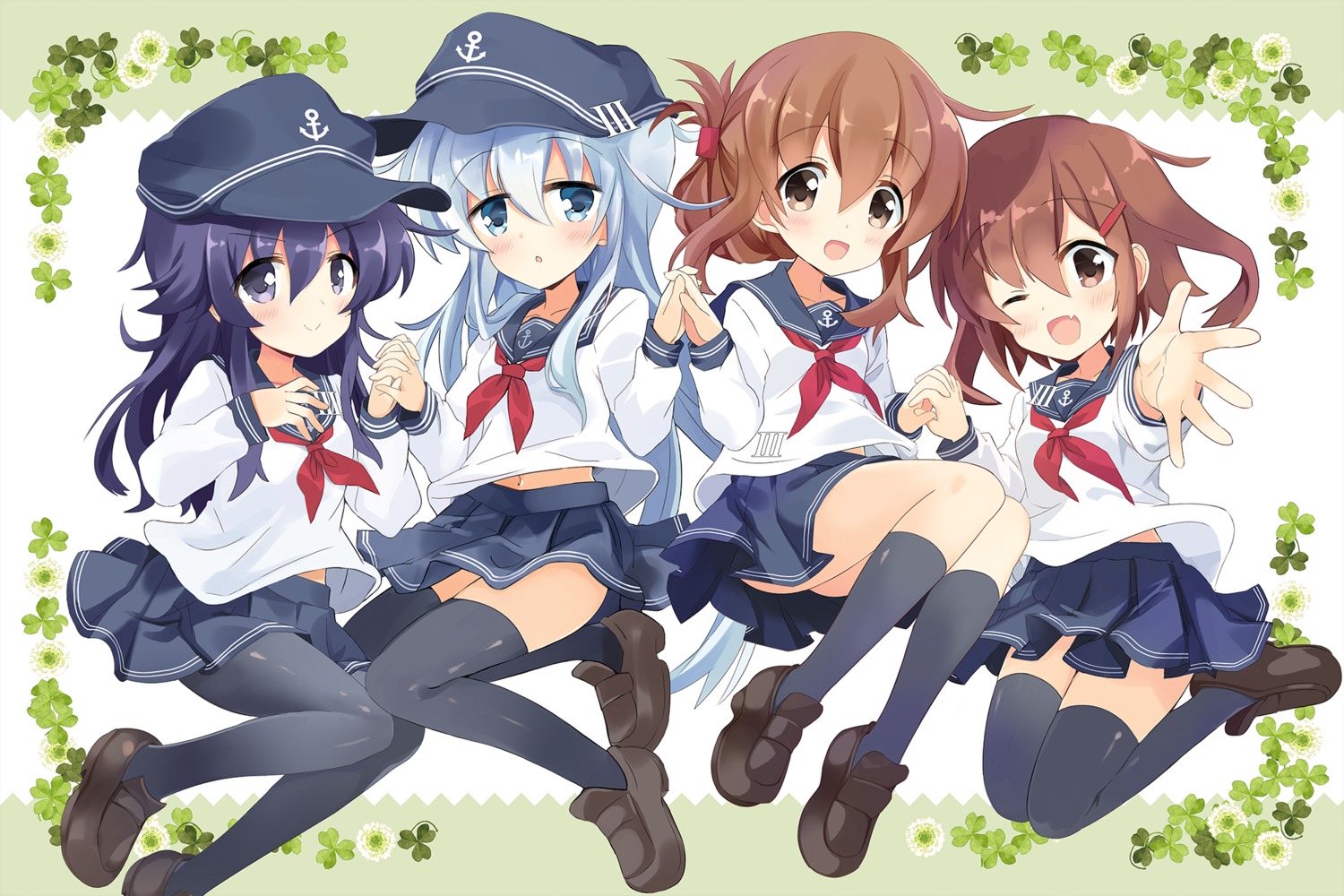 akatsuki_(kancolle) hibiki_(kancolle) hizuki_yayoi ikazuchi_(kancolle) inazuma_(kancolle) kantai_collection pantyhose seifuku thighhighs