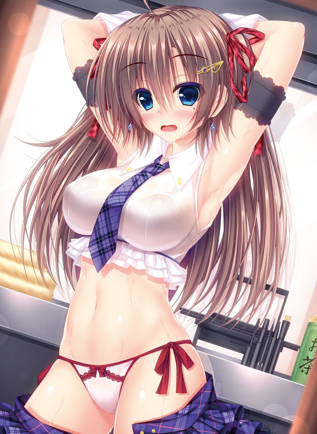 pantsu shirt_lift string_panties undressing wet yunagi_amane