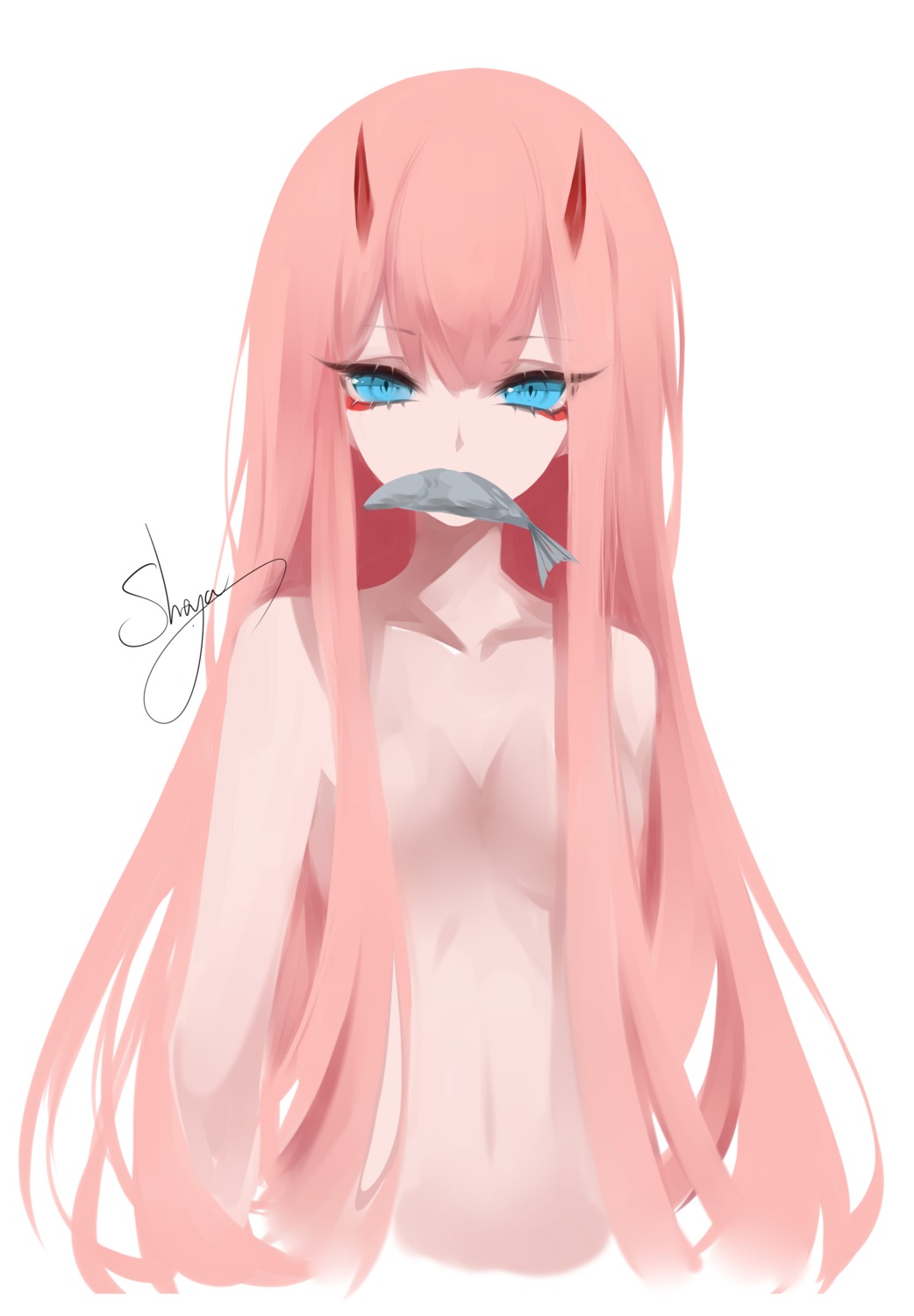 darling_in_the_franxx horns naked sheya zero_two_(darling_in_the_franxx)