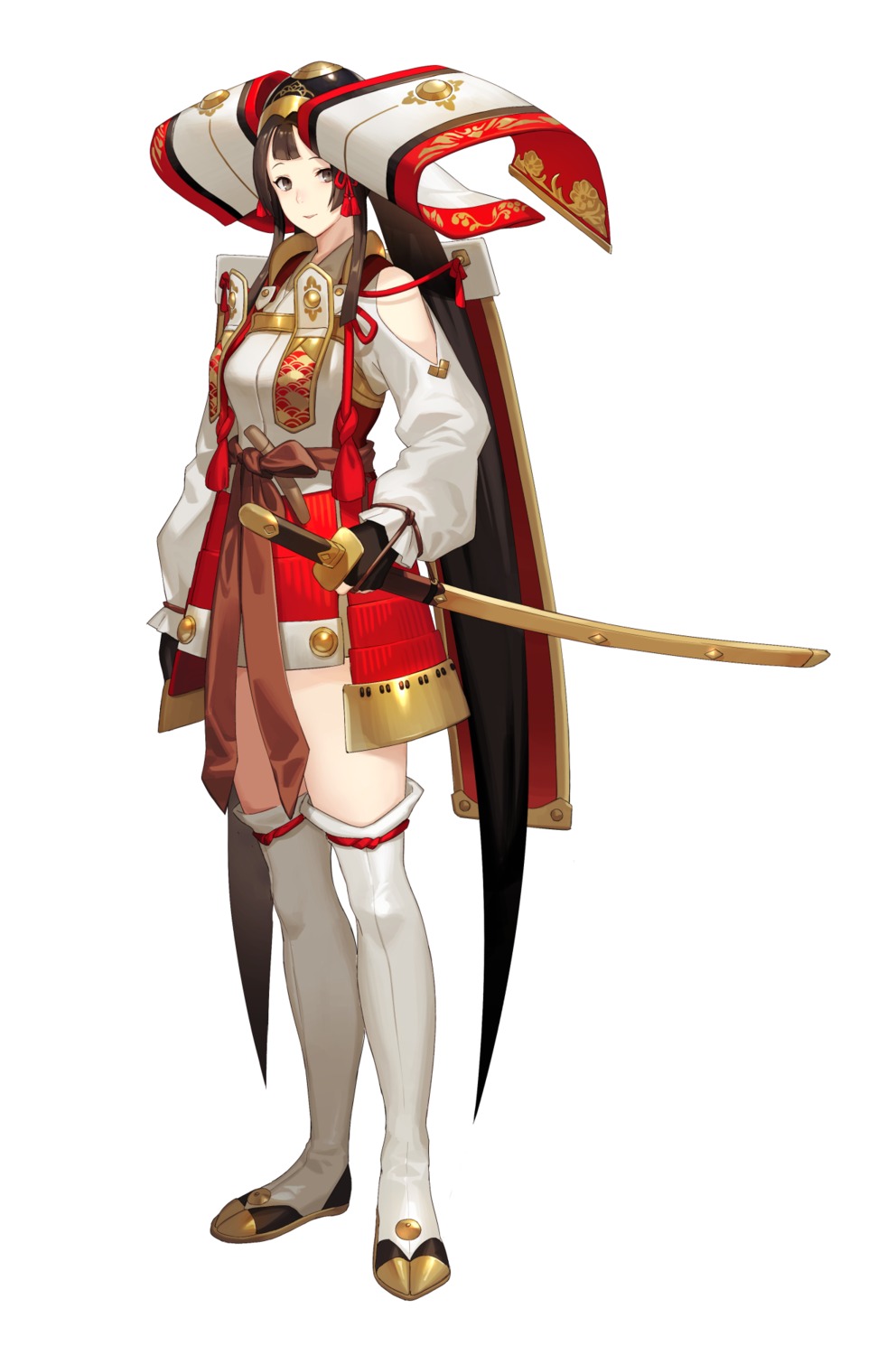 japanese_clothes km_yama sword thighhighs