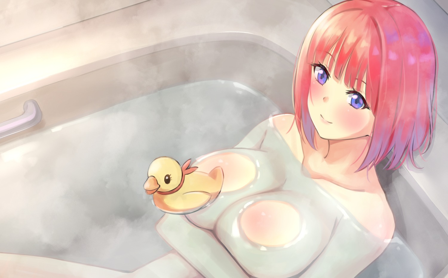 5-toubun_no_hanayome bathing breast_hold hofumaso nakano_nino naked wet