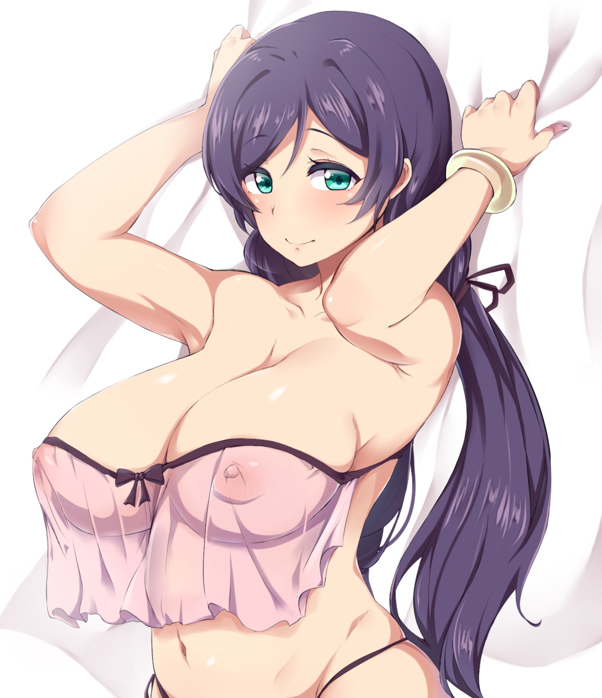 erect_nipples lingerie love_live! moisture_(chichi) nipples pantsu see_through toujou_nozomi