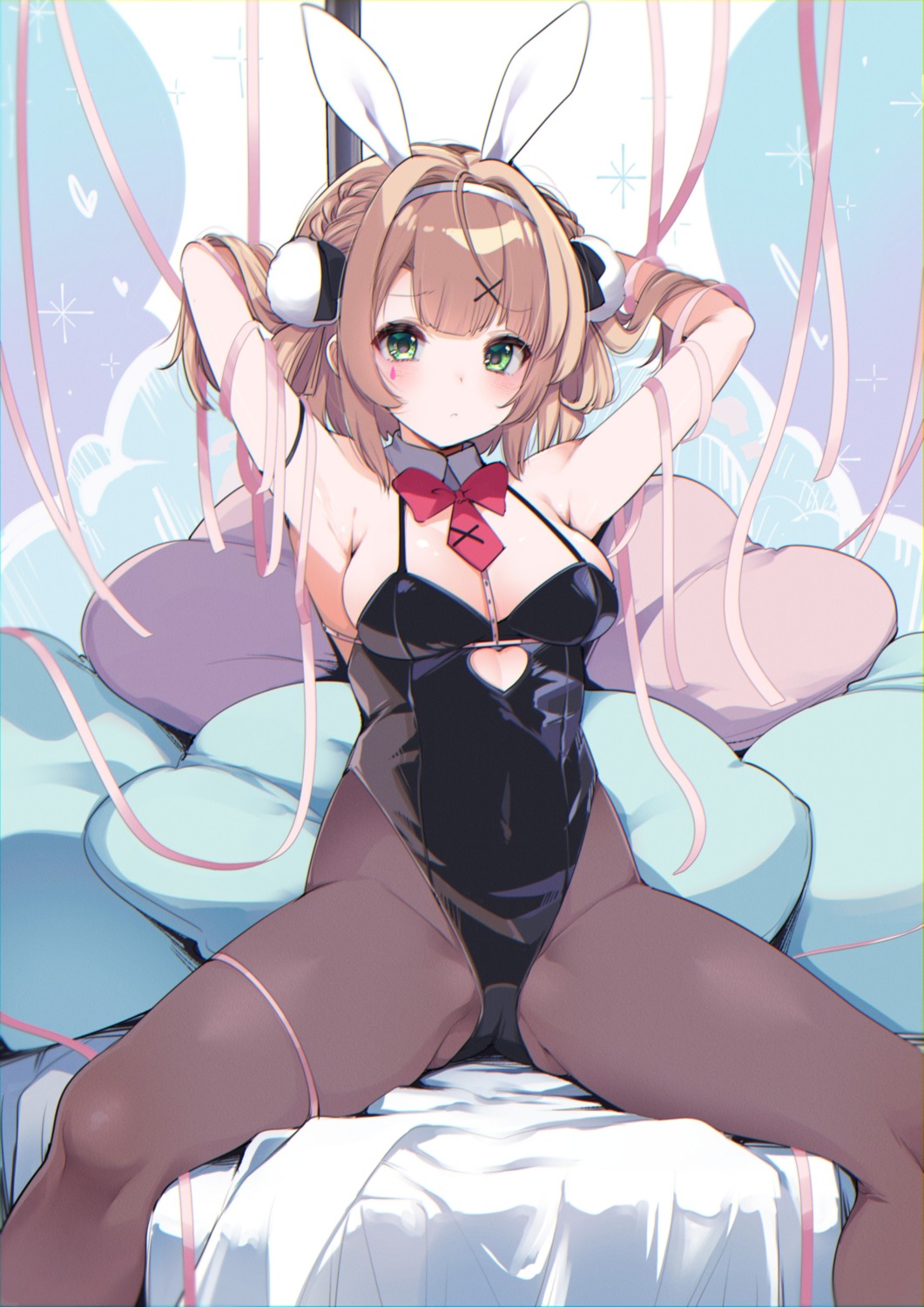 animal_ears bondage bunny_ears bunny_girl fujisaki_hikari indie_virtual_youtuber no_bra pantyhose shigure_ui_(vtuber)