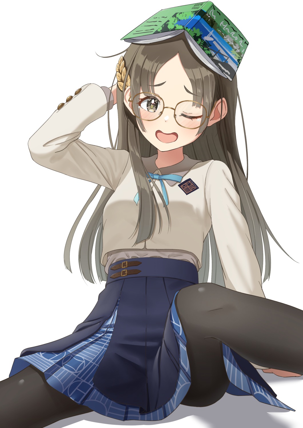 gakuen_idolm@ster kuramoto_china megane osoba_susurukun pantyhose seifuku skirt_lift the_idolm@ster