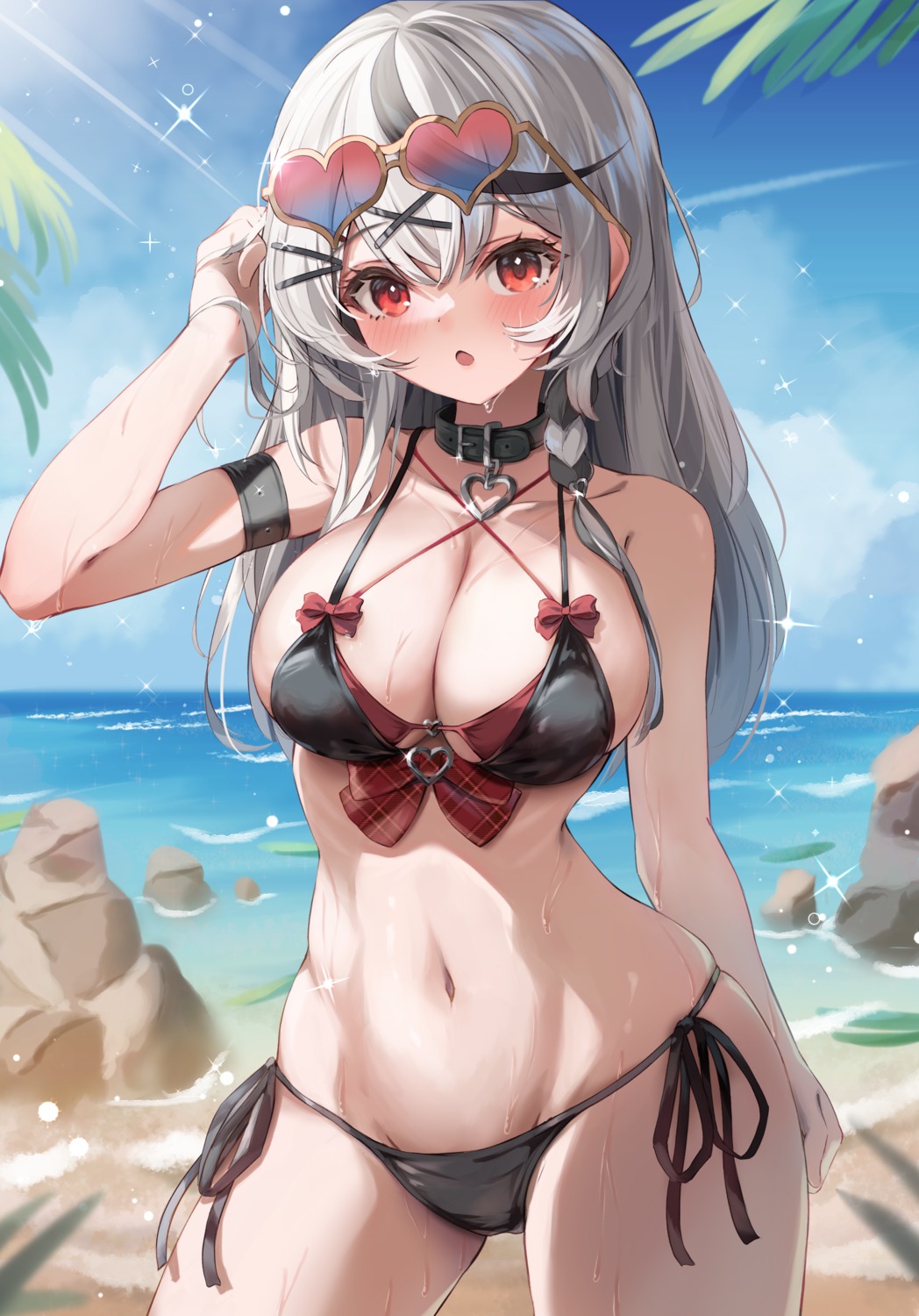 bikini hololive kemosuku megane sakamata_chloe swimsuits wet