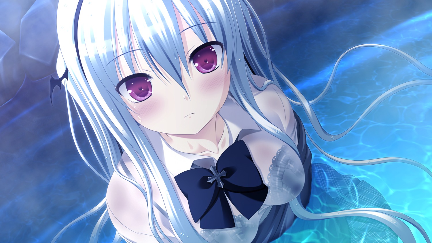 3rd_eye bra game_cg makita_maki see_through seifuku shinigami_no_testament vivi_alhazerd wet wet_clothes