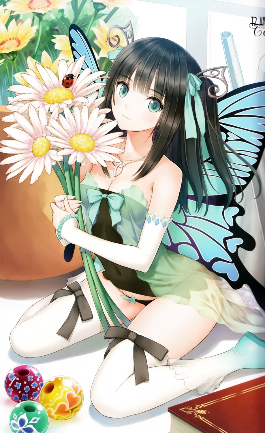 binding_discoloration cleavage dress fairy pantsu peace_keeper_daisy see_through thighhighs tony_taka wings