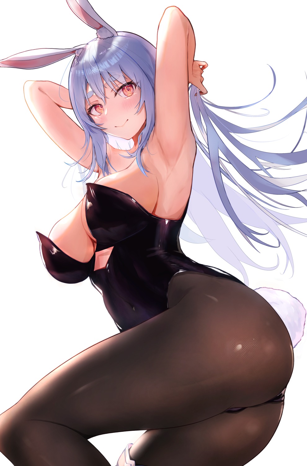 animal_ears bunny_ears bunny_girl cosplay garter hololive mugiusagi no_bra pantyhose pekomama tail usada_pekora