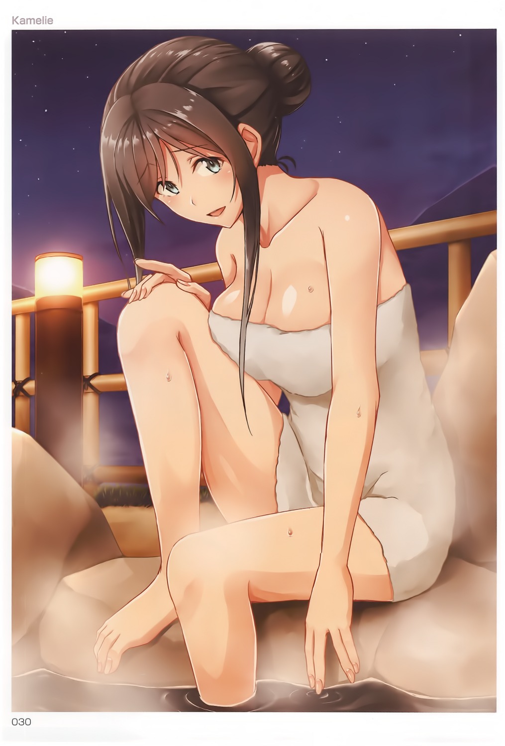 bathing breast_hold kamelie naked onsen toranoana towel wet