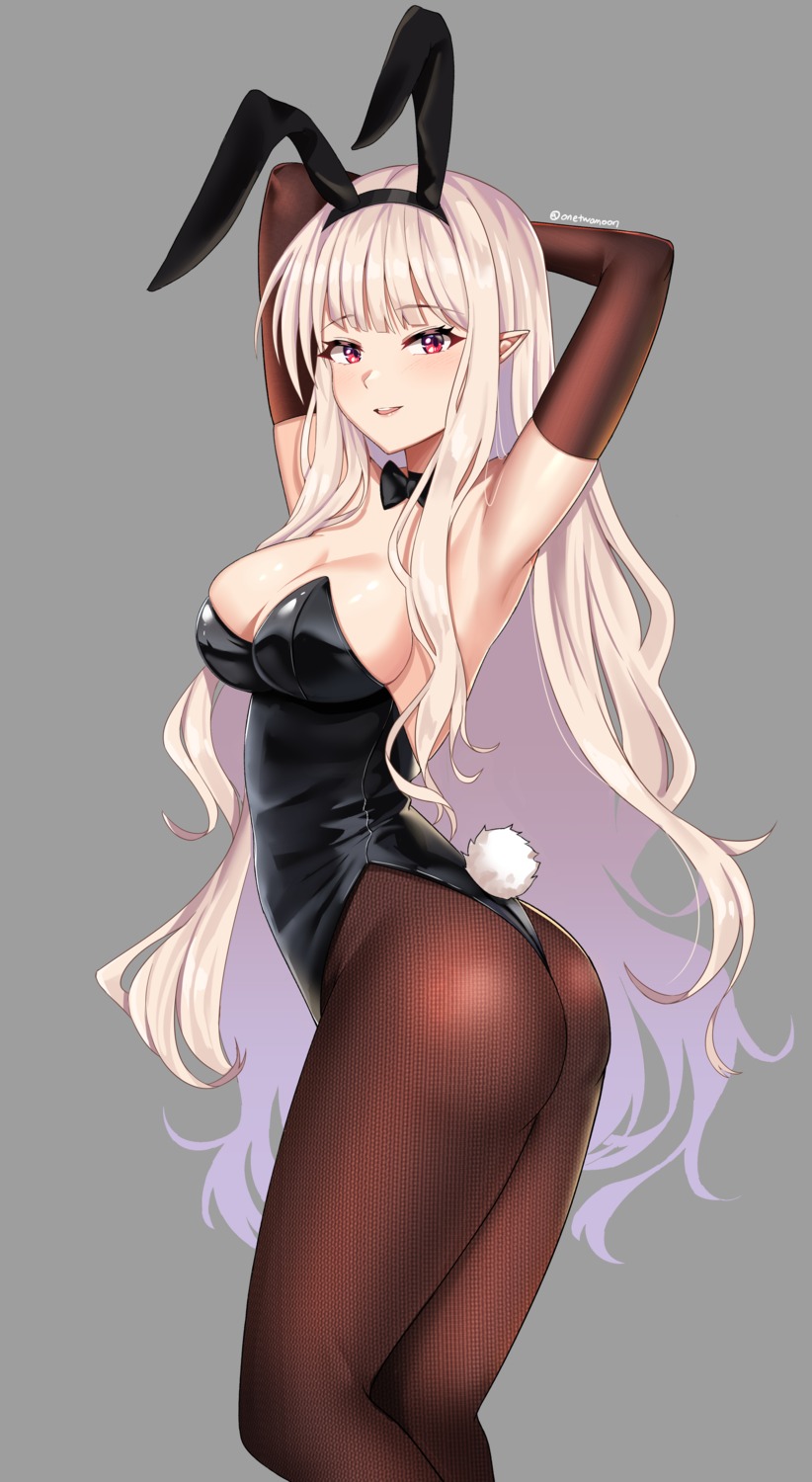 animal_ears ass bunny_ears bunny_girl no_bra pantyhose pointy_ears tail twomoon