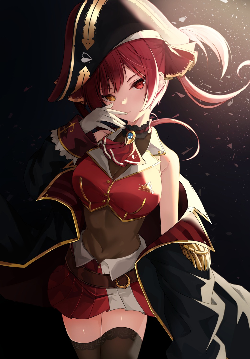 heterochromia hololive houshou_marine lisu pirate thighhighs